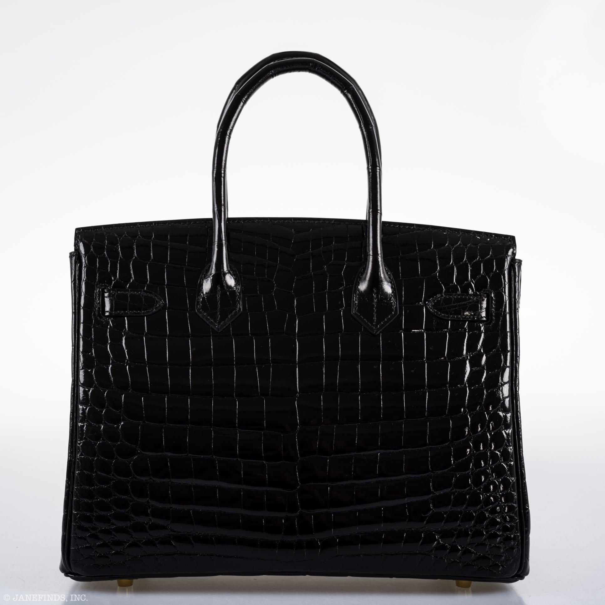 Hermès Birkin 30 Black Shiny Niloticus Crocodile Gold Hardware - 2021, Z