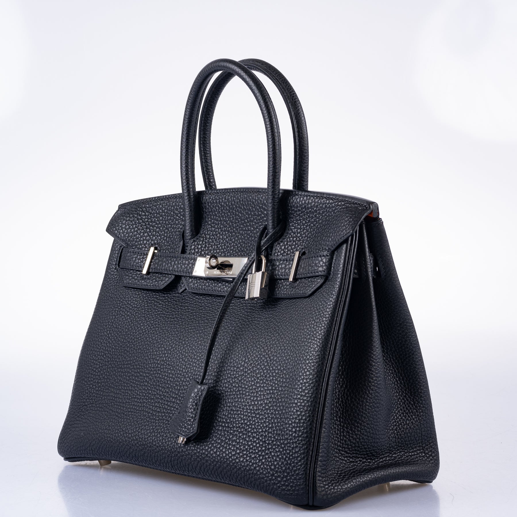 Hermès Birkin 30 Black Togo and Orange H Palladium Hardware