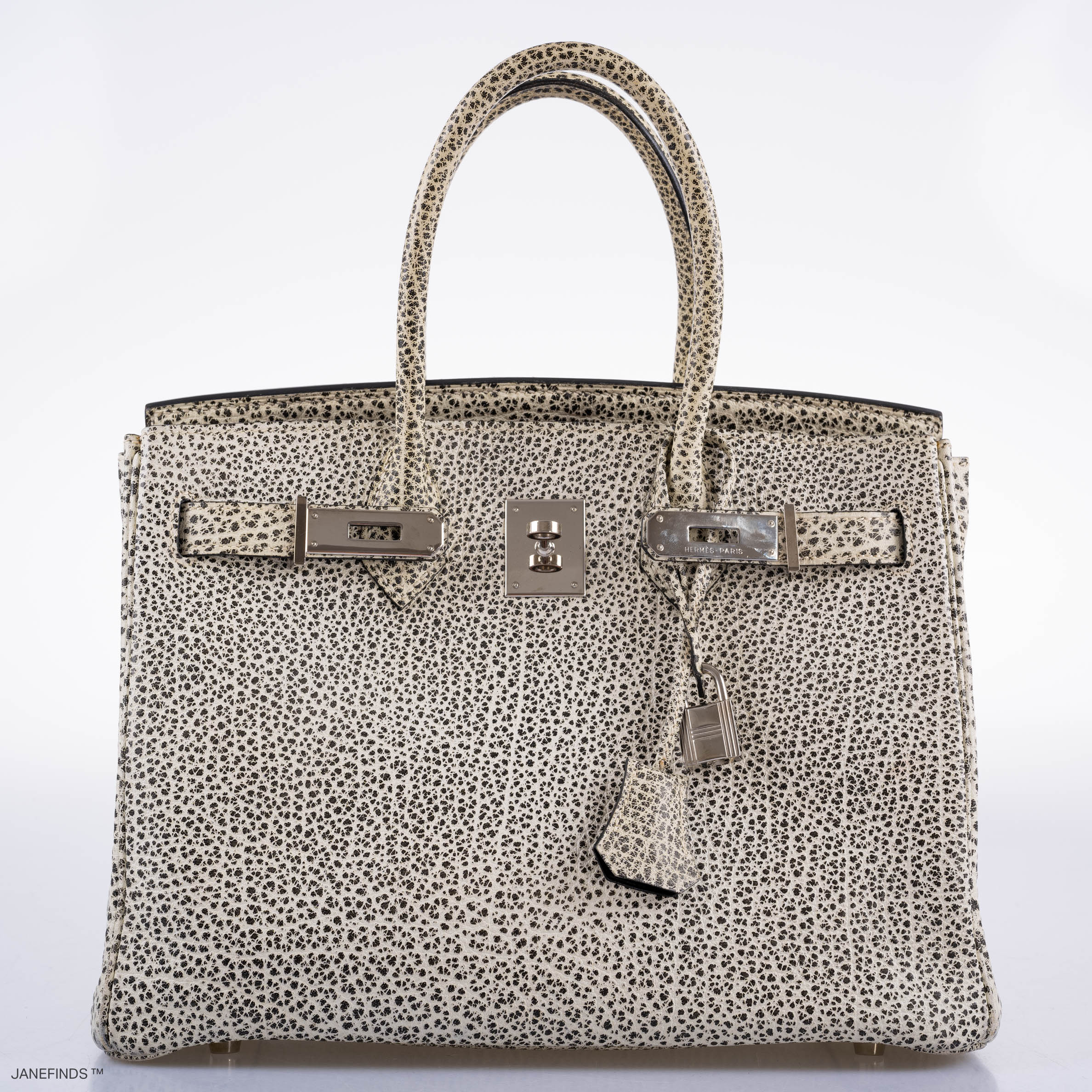 Hermès Birkin 30 Black & White Dalmatian Buffalo Palladium Hardware