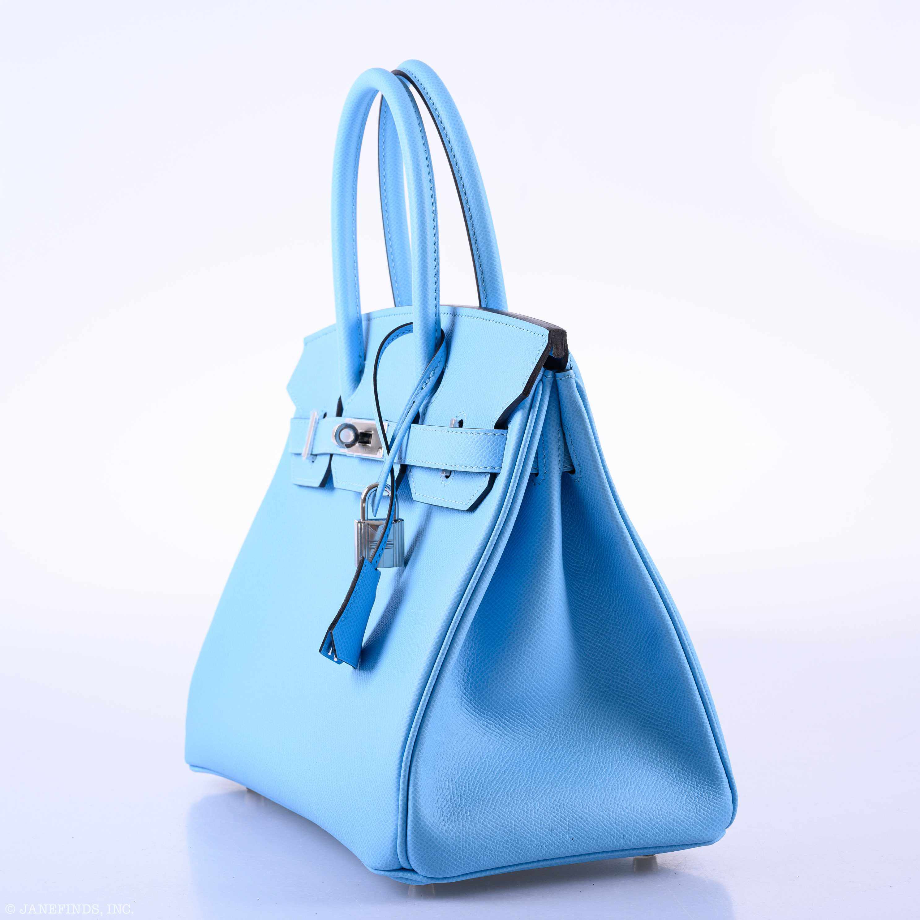Hermès Birkin 30 Blue Celeste Epsom Palladium Hardware - 2020, Y