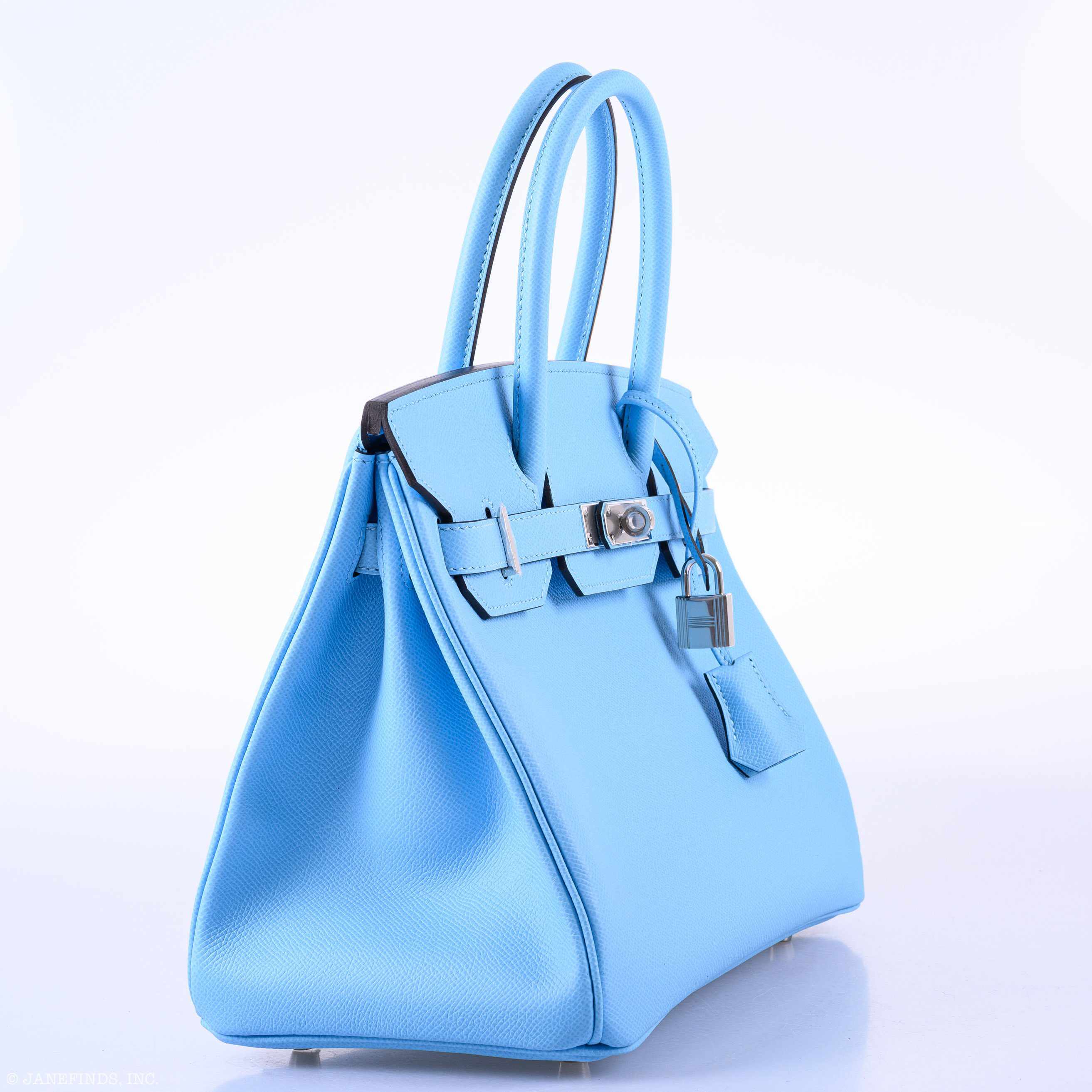 Hermès Birkin 30 Blue Celeste Epsom Palladium Hardware - 2020, Y