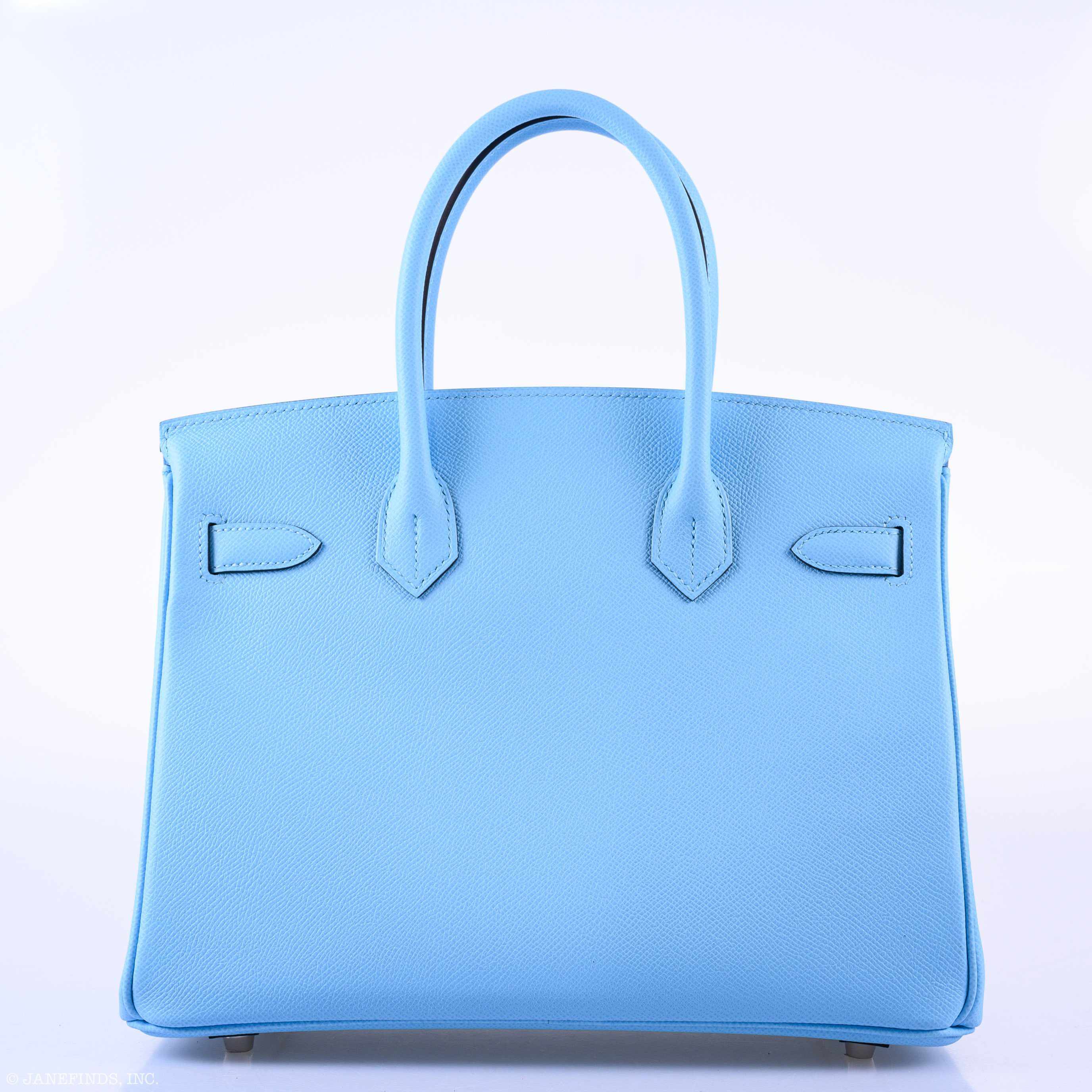 Hermès Birkin 30 Blue Celeste Epsom Palladium Hardware - 2020, Y