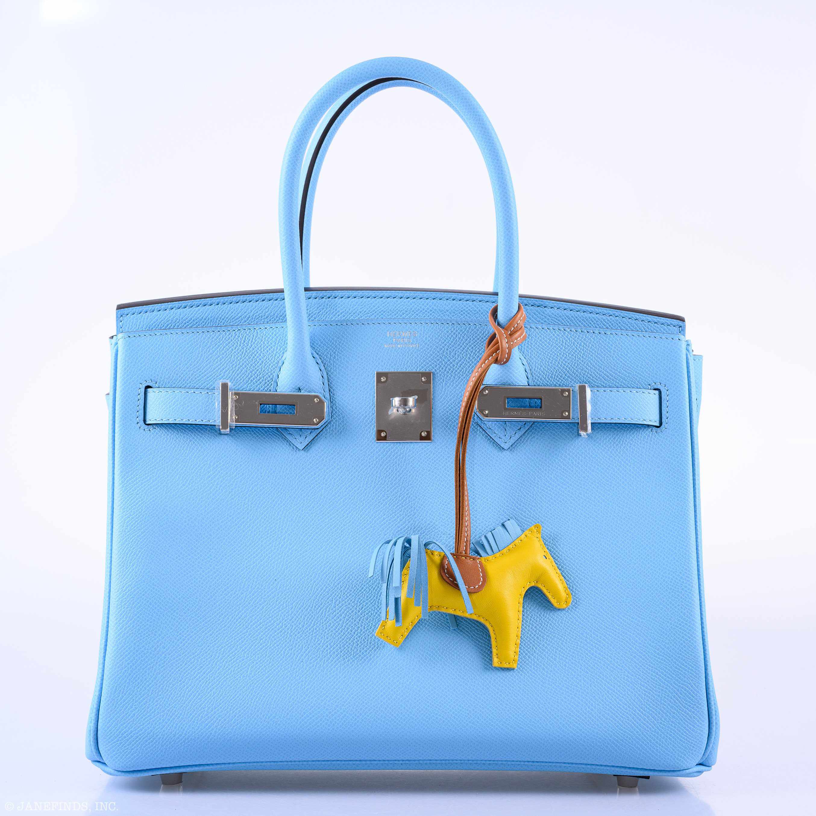 Hermès Birkin 30 Blue Celeste Epsom Palladium Hardware - 2020, Y
