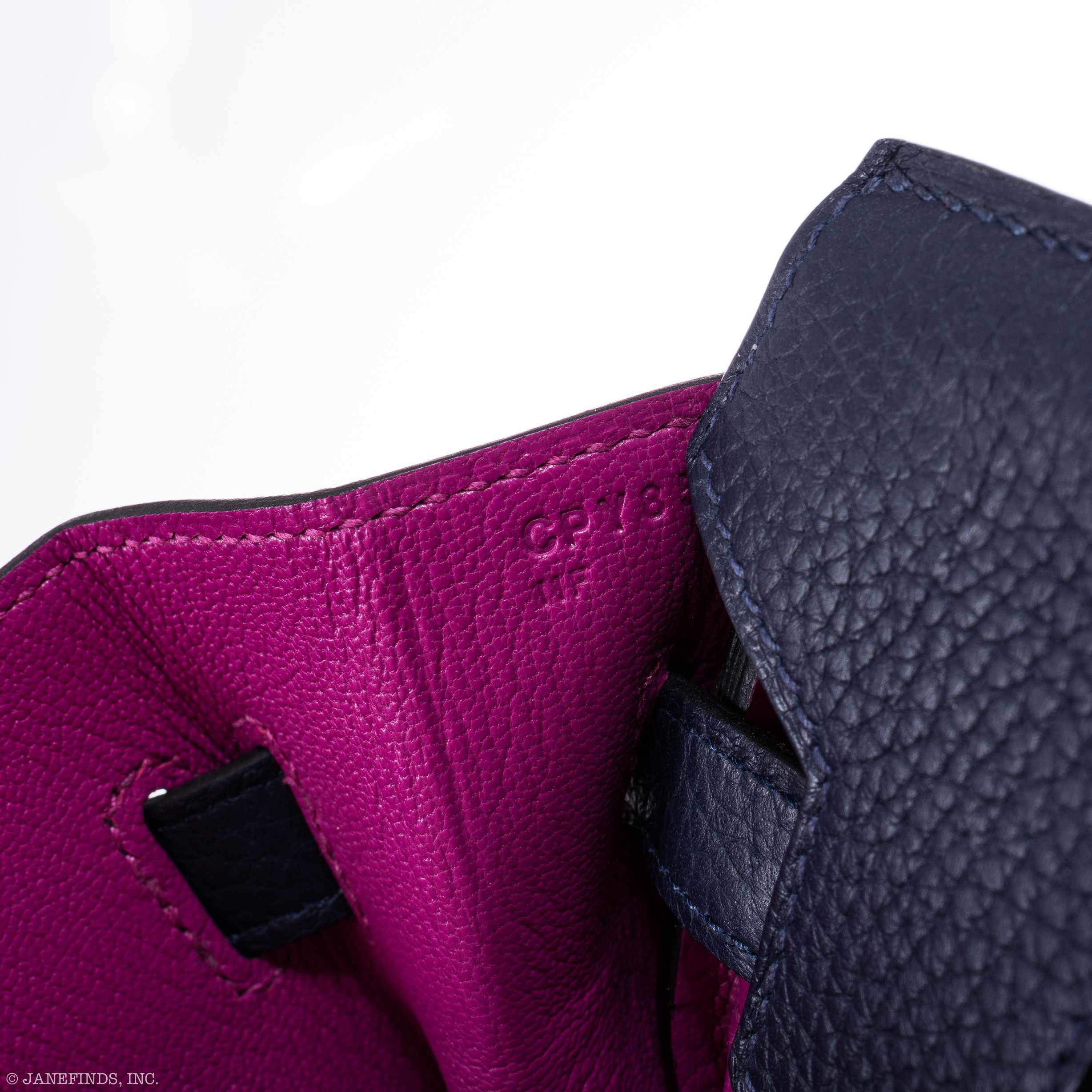 Hermès Birkin 30 Blue Nuit Verso Rose Pourpre Togo Palladium Hardware - Limited Edition