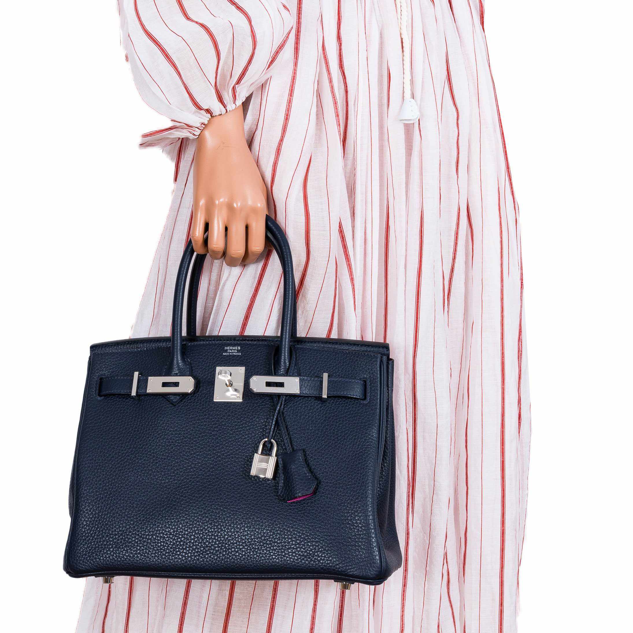 Hermès Birkin 30 Blue Nuit Verso Rose Pourpre Togo Palladium Hardware - Limited Edition