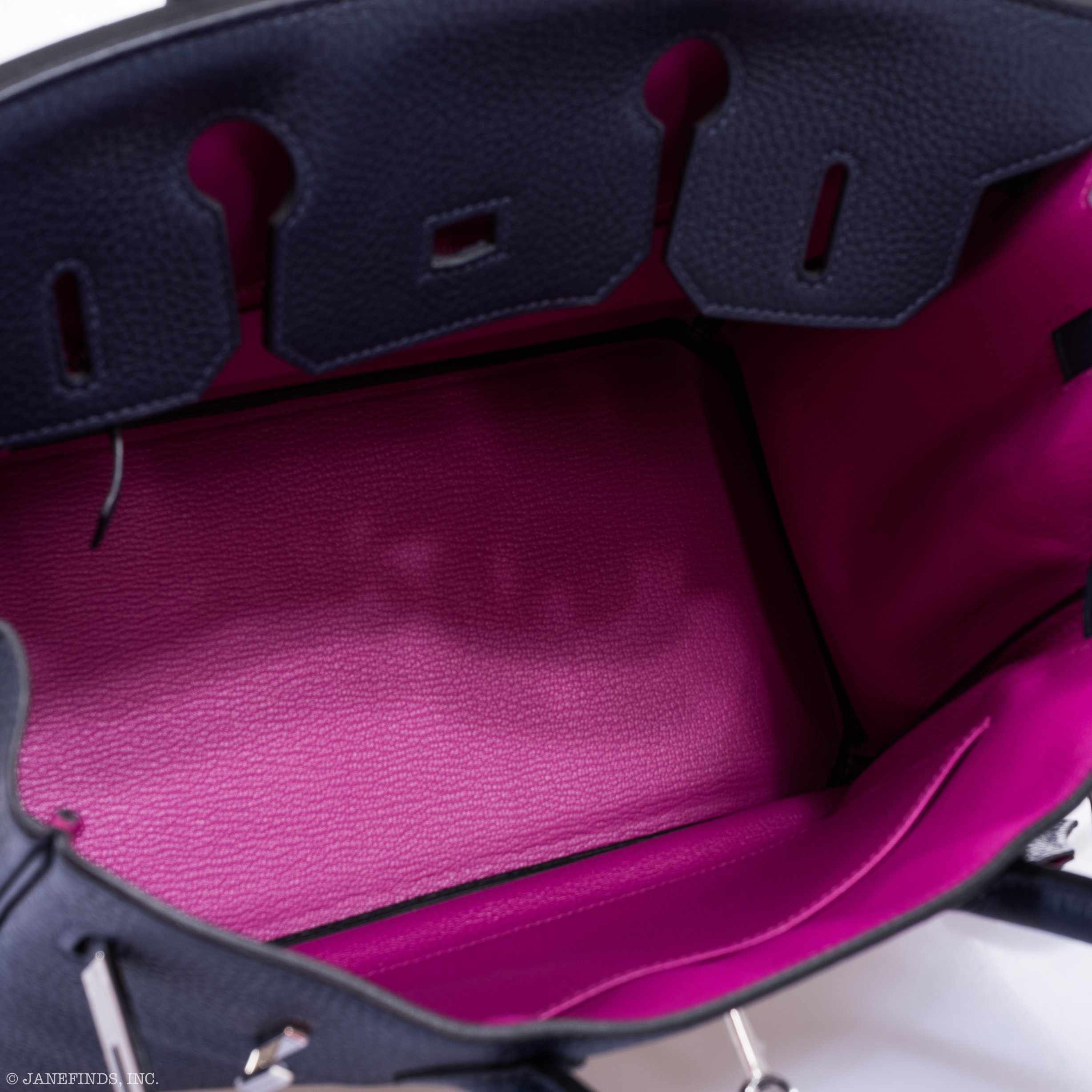 Hermès Birkin 30 Blue Nuit Verso Rose Pourpre Togo Palladium Hardware - Limited Edition