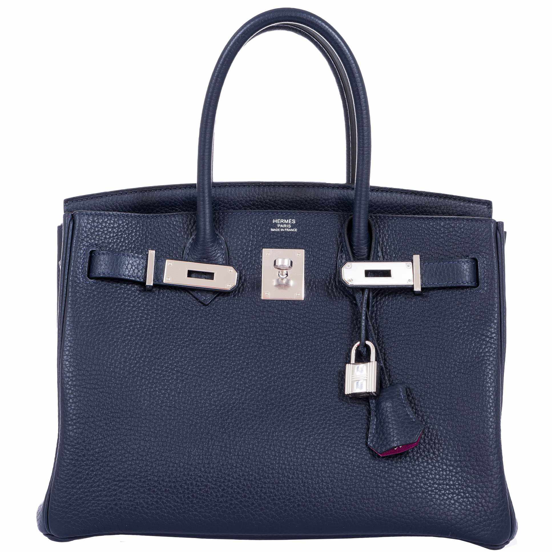 Hermès Birkin 30 Blue Nuit Verso Rose Pourpre Togo Palladium Hardware - Limited Edition