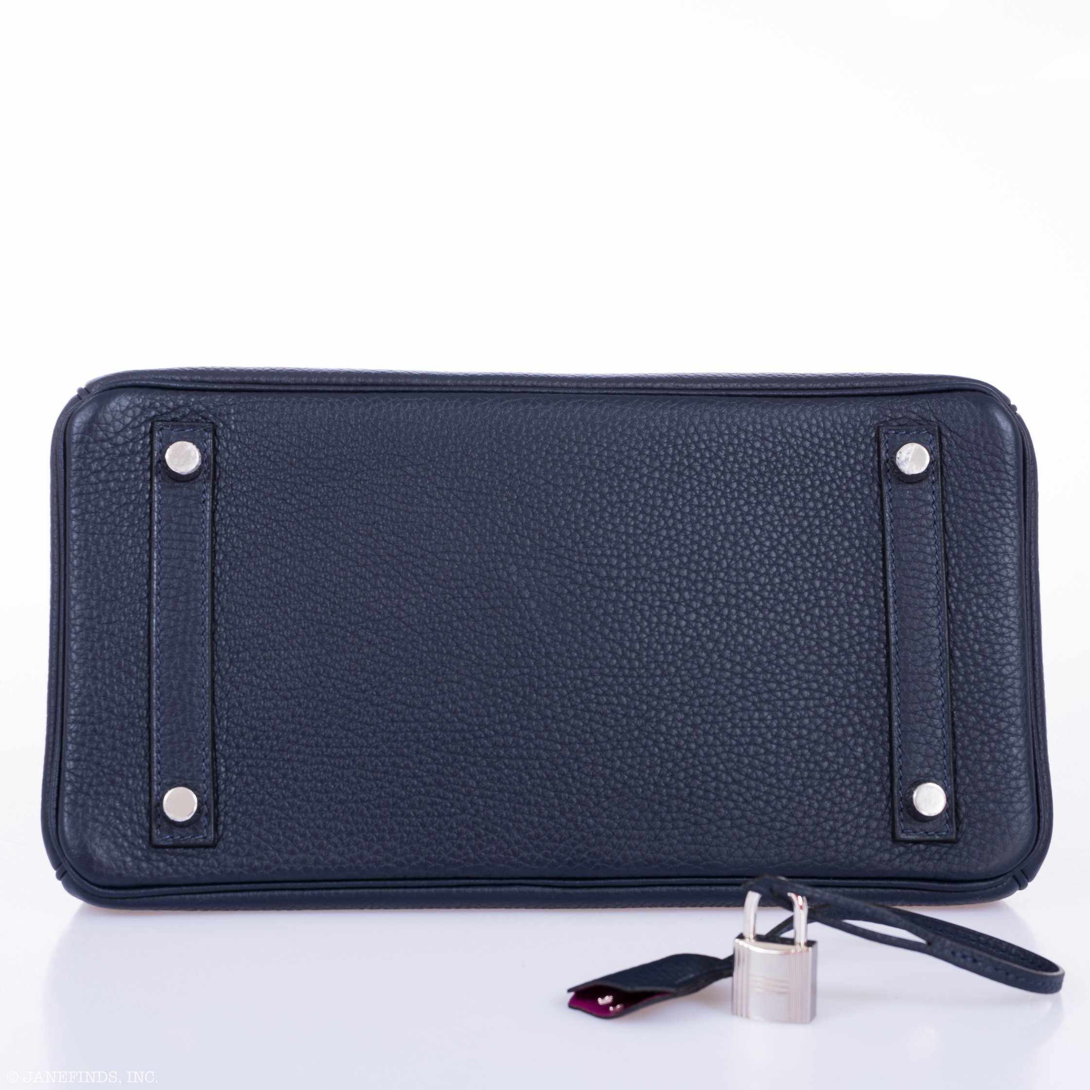 Hermès Birkin 30 Blue Nuit Verso Rose Pourpre Togo Palladium Hardware - Limited Edition