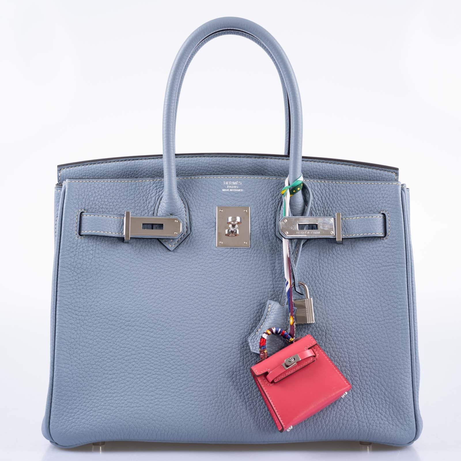 Hermès Birkin 30 Blue Saint Cyr Clemence Palladium Hardware