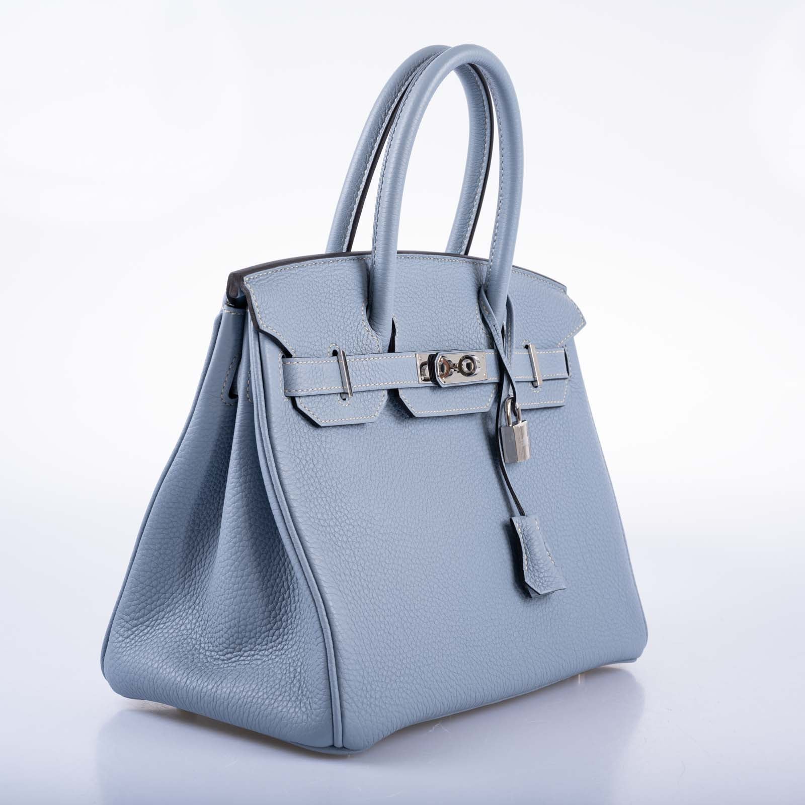 Hermès Birkin 30 Blue Saint Cyr Clemence Palladium Hardware