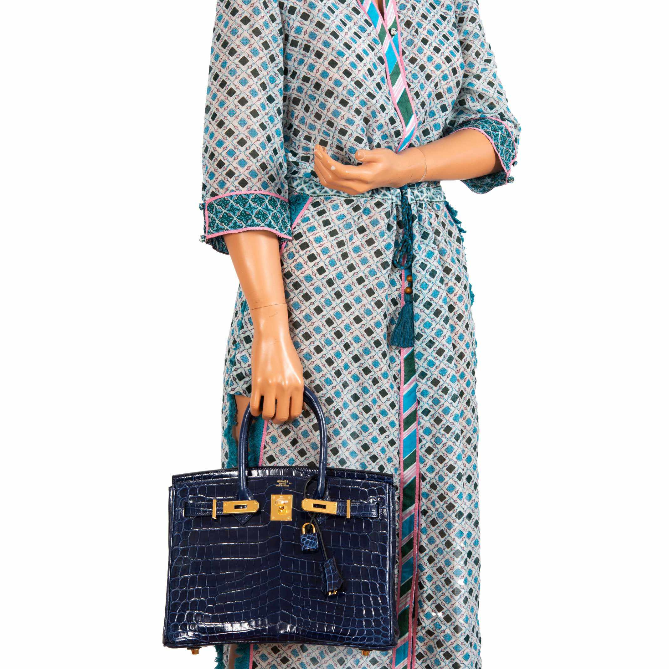 Hermès Birkin 30 Blue Saphir Semi-Matte Niloticus Crocodile Gold Hardware