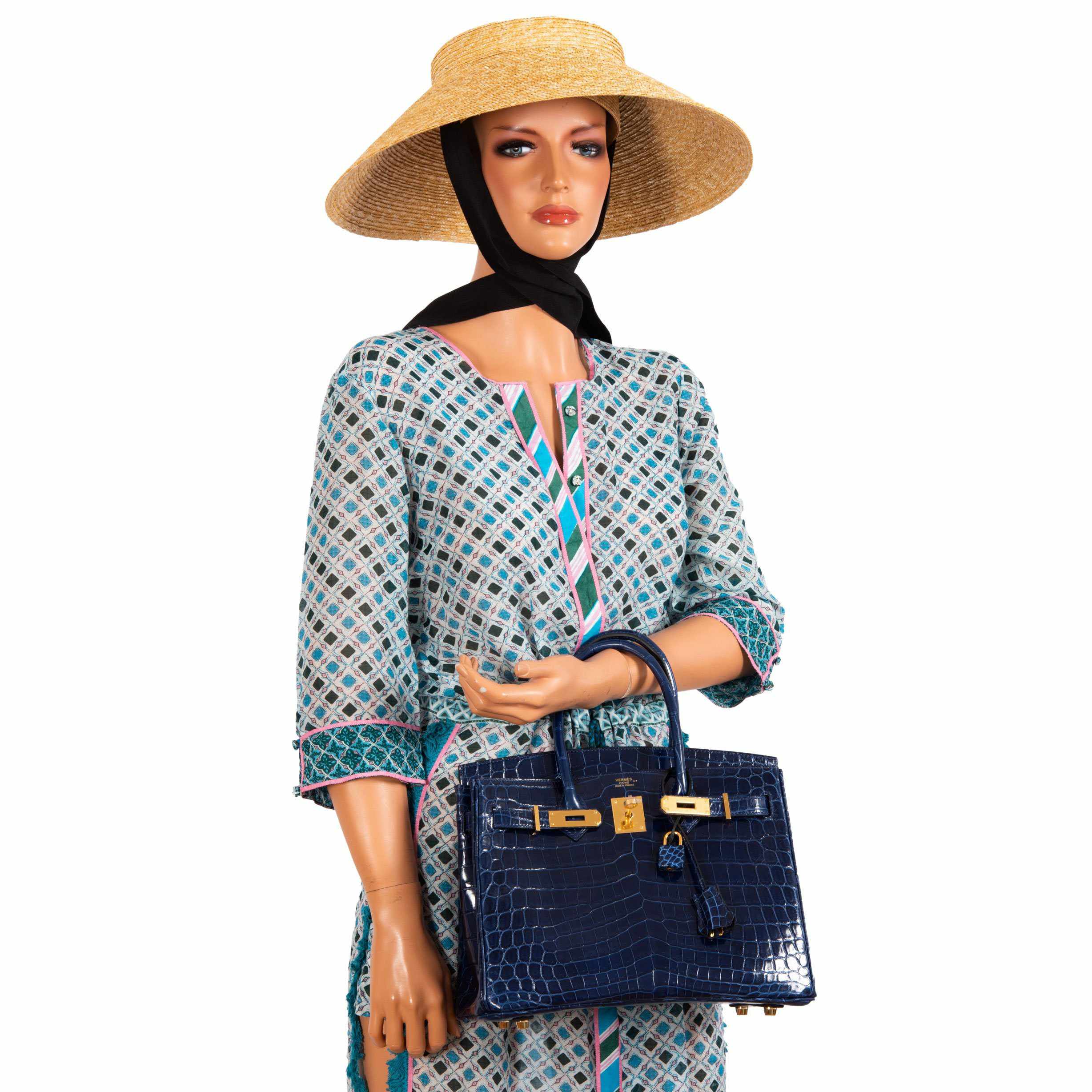 Hermès Birkin 30 Blue Saphir Semi-Matte Niloticus Crocodile Gold Hardware