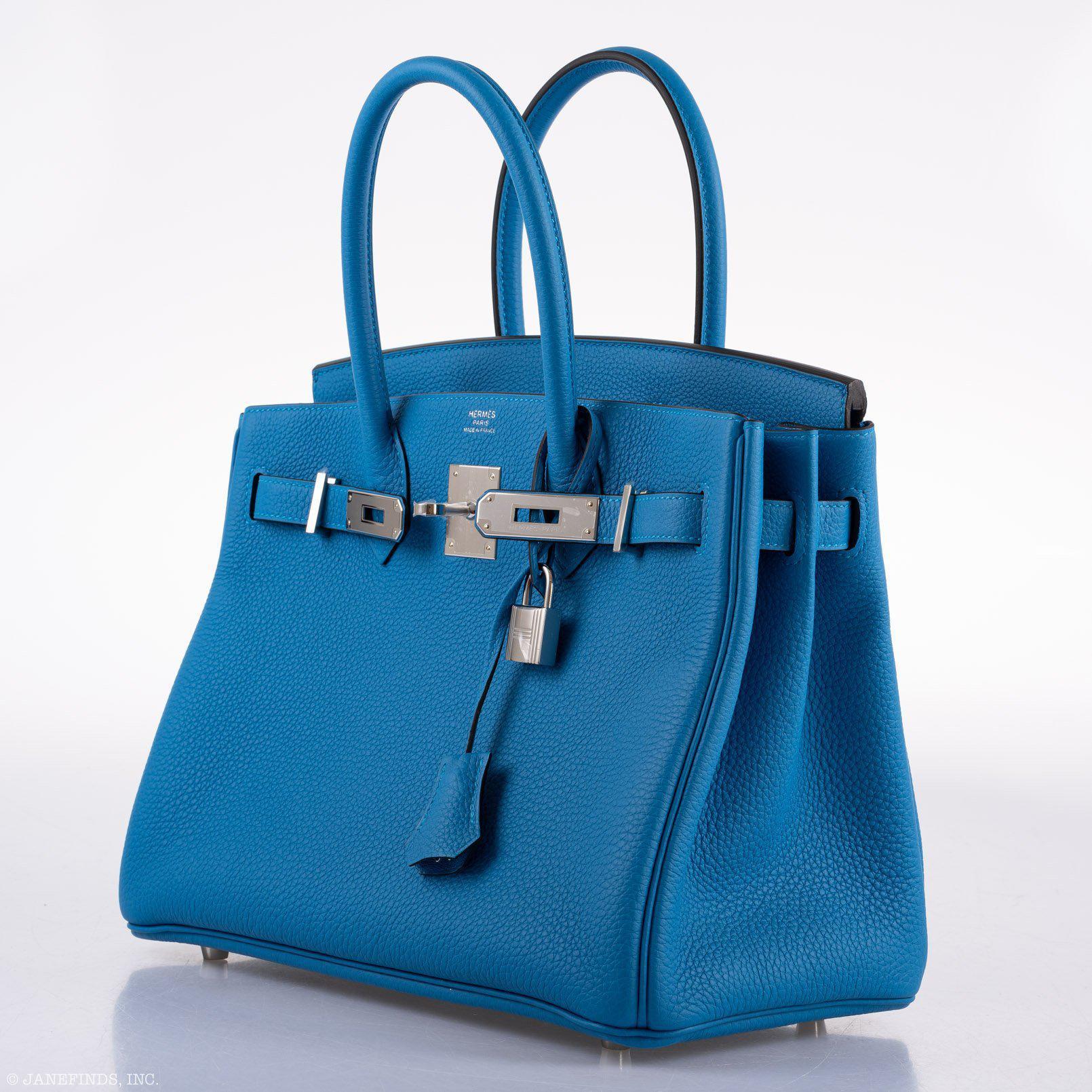 Hermès Birkin 30 Blue Zanzibar Togo with Palladium Hardware - 2020, Y