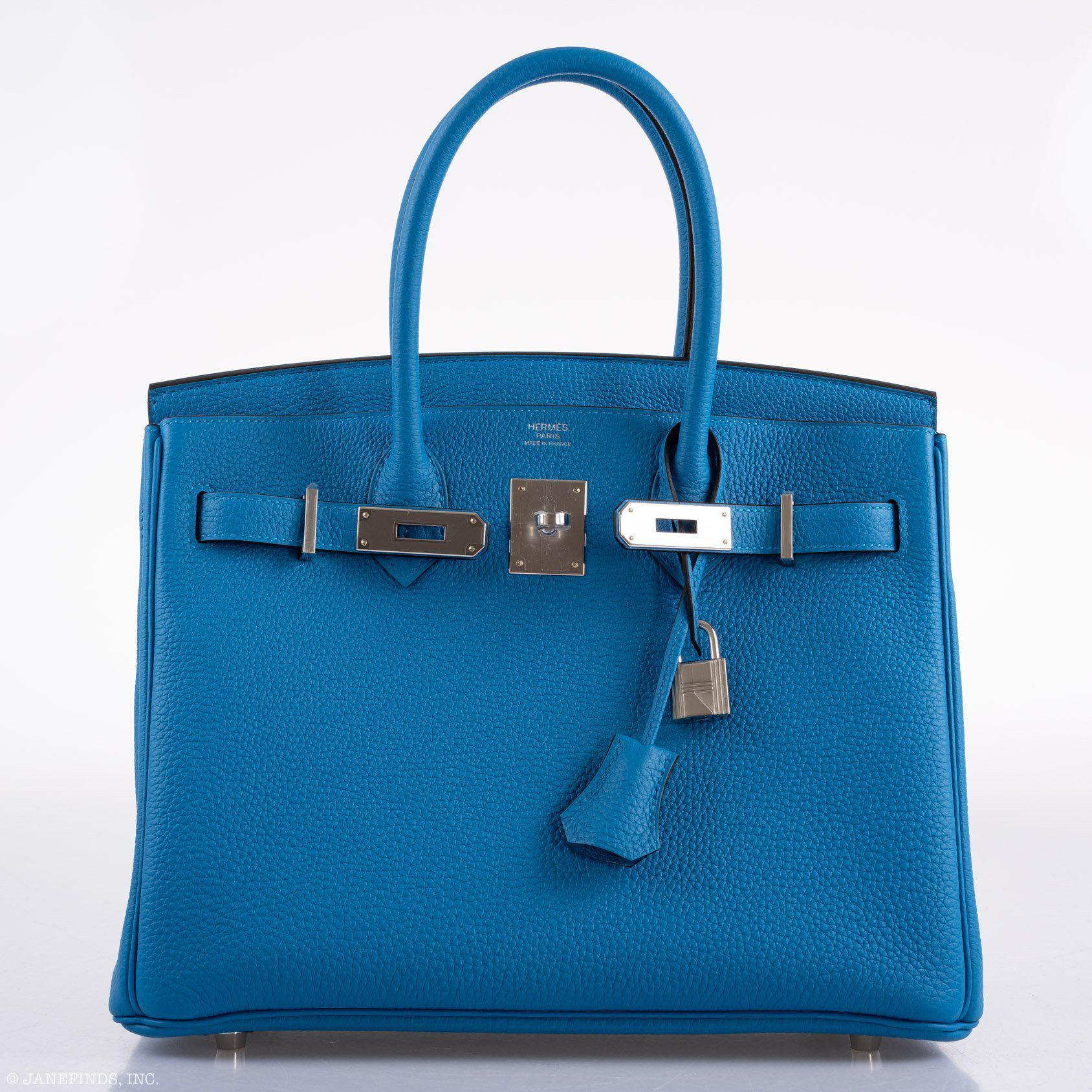 Hermès Birkin 30 Blue Zanzibar Togo with Palladium Hardware - 2020, Y
