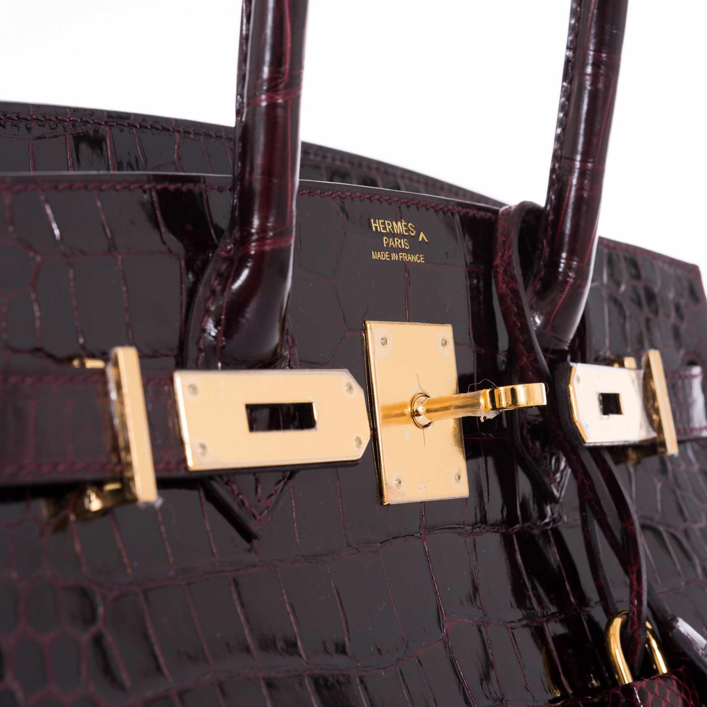 Hermès Birkin 30 Bordeaux Porosus Crocodile Gold Hardware