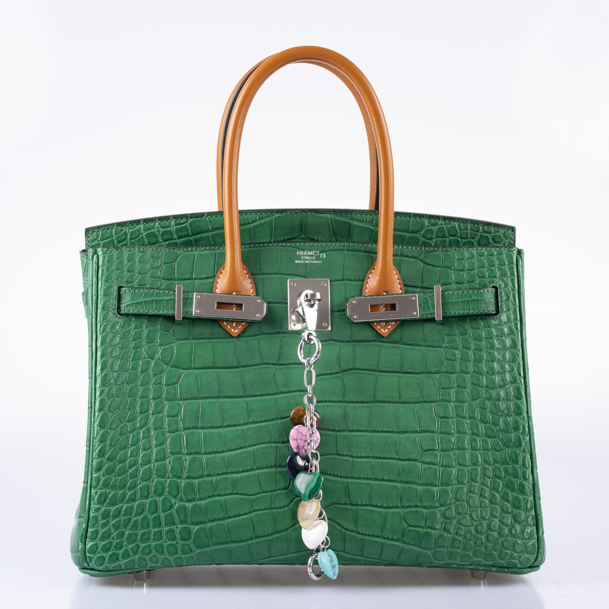 Hermès Birkin 30 Cactus Matte Alligator with Natural-Sable Matte Veau Butler and Palladium Hardware