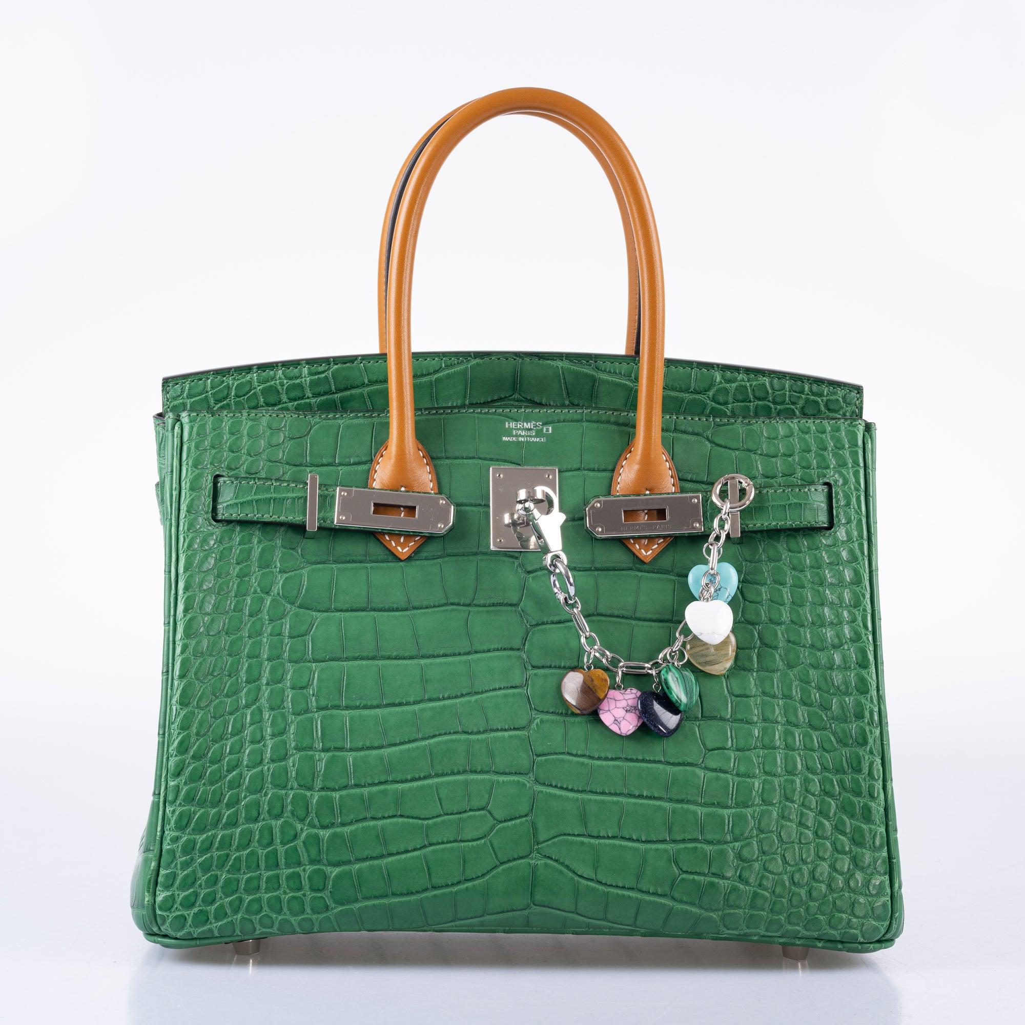 Hermès Birkin 30 Cactus Matte Alligator with Natural-Sable Matte Veau Butler and Palladium Hardware
