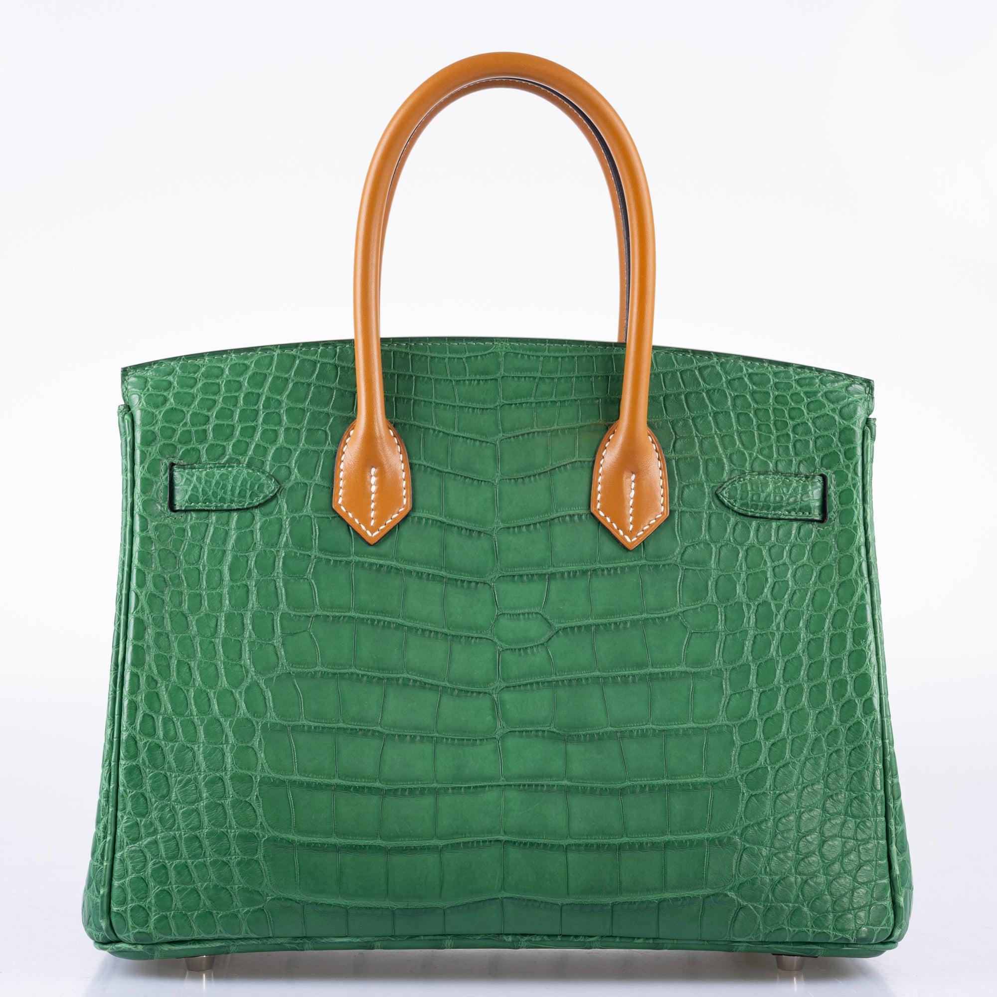 Hermès Birkin 30 Cactus Matte Alligator with Natural-Sable Matte Veau Butler and Palladium Hardware