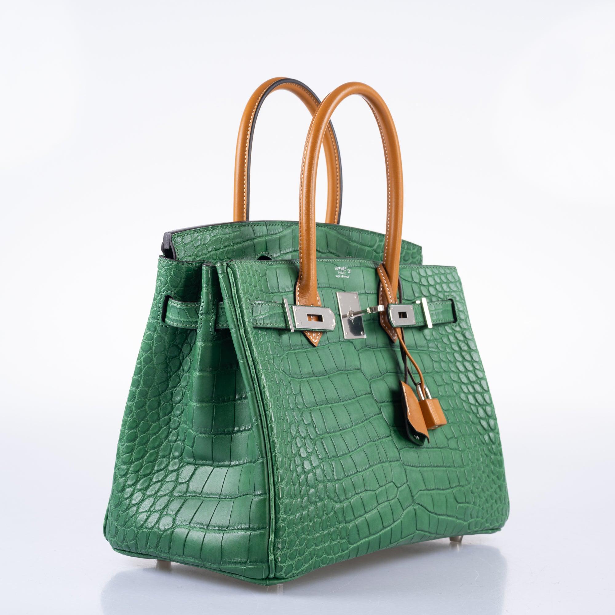 Hermès Birkin 30 Cactus Matte Alligator with Natural-Sable Matte Veau Butler and Palladium Hardware