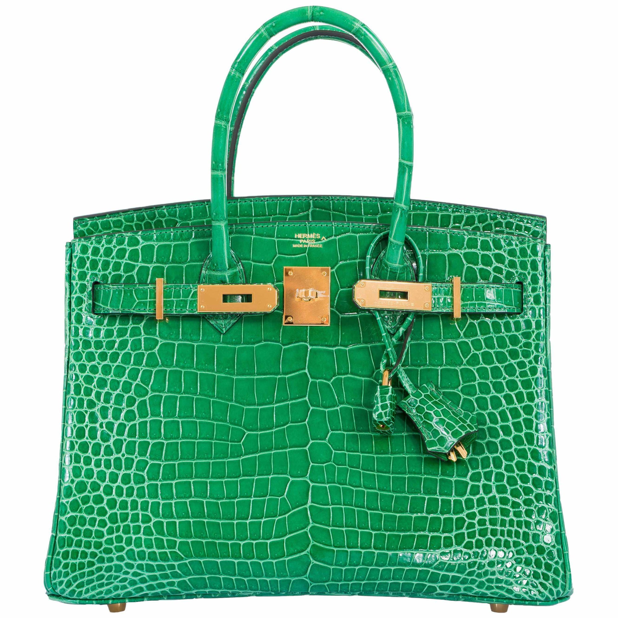 Hermes Birkin Bag 30cm Gris Elephant Porosus Crocodile Gold Hardware
