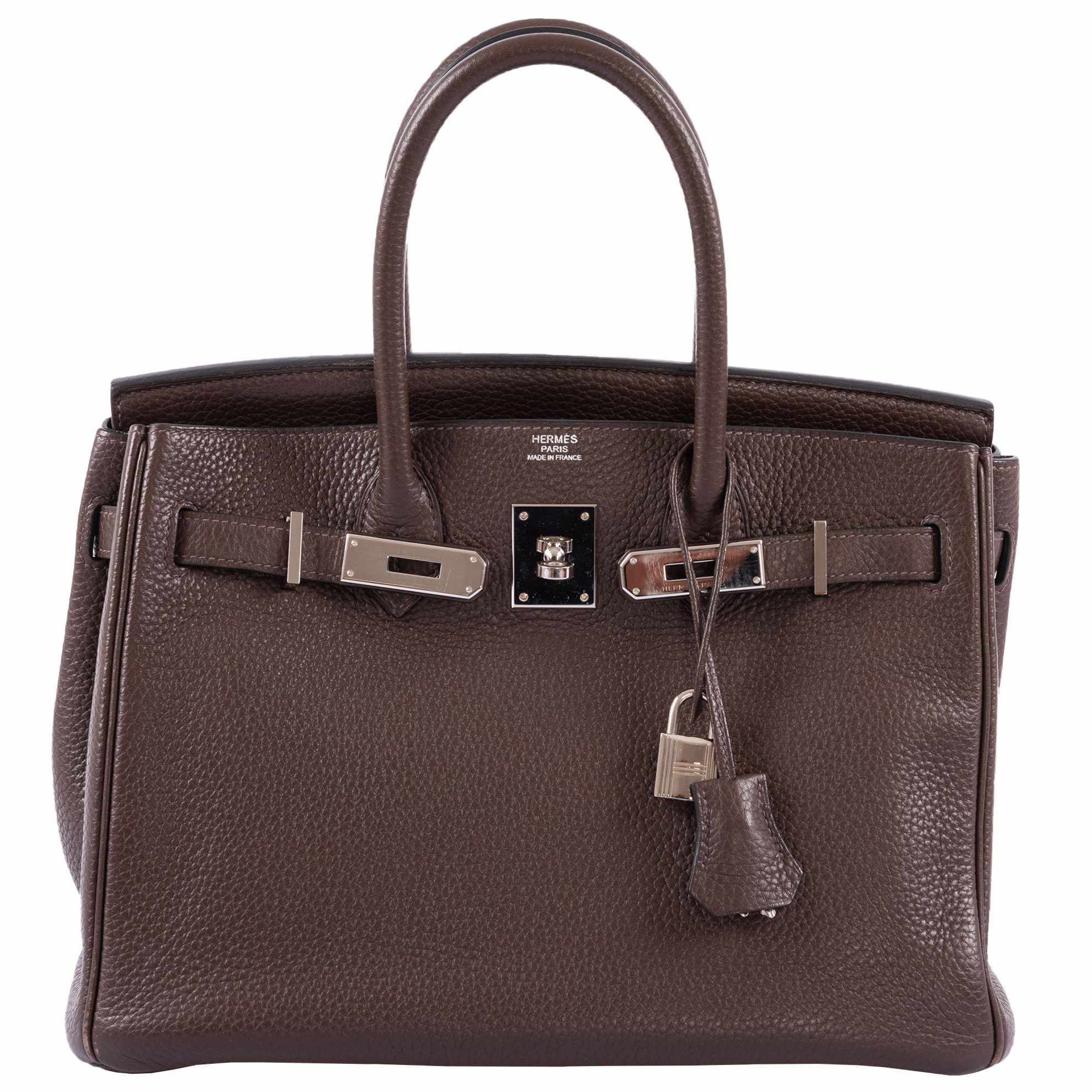 Hermès Birkin 30 Chocolat Clemence Palladium Hardware JANEFINDS