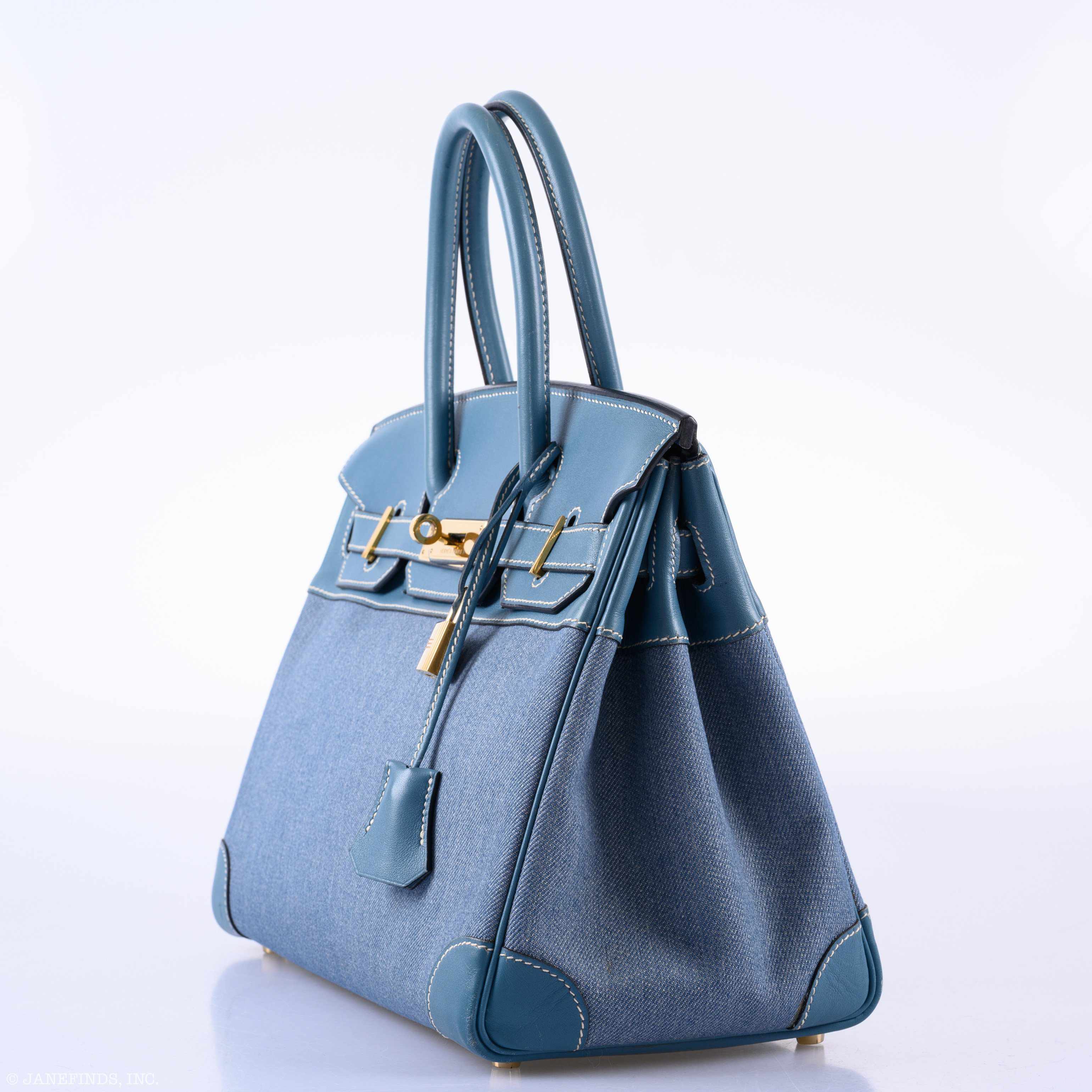 Hermès Birkin 30 Denim & Blue Jean Gulliver Leather Gold Hardware - 1999, C Square