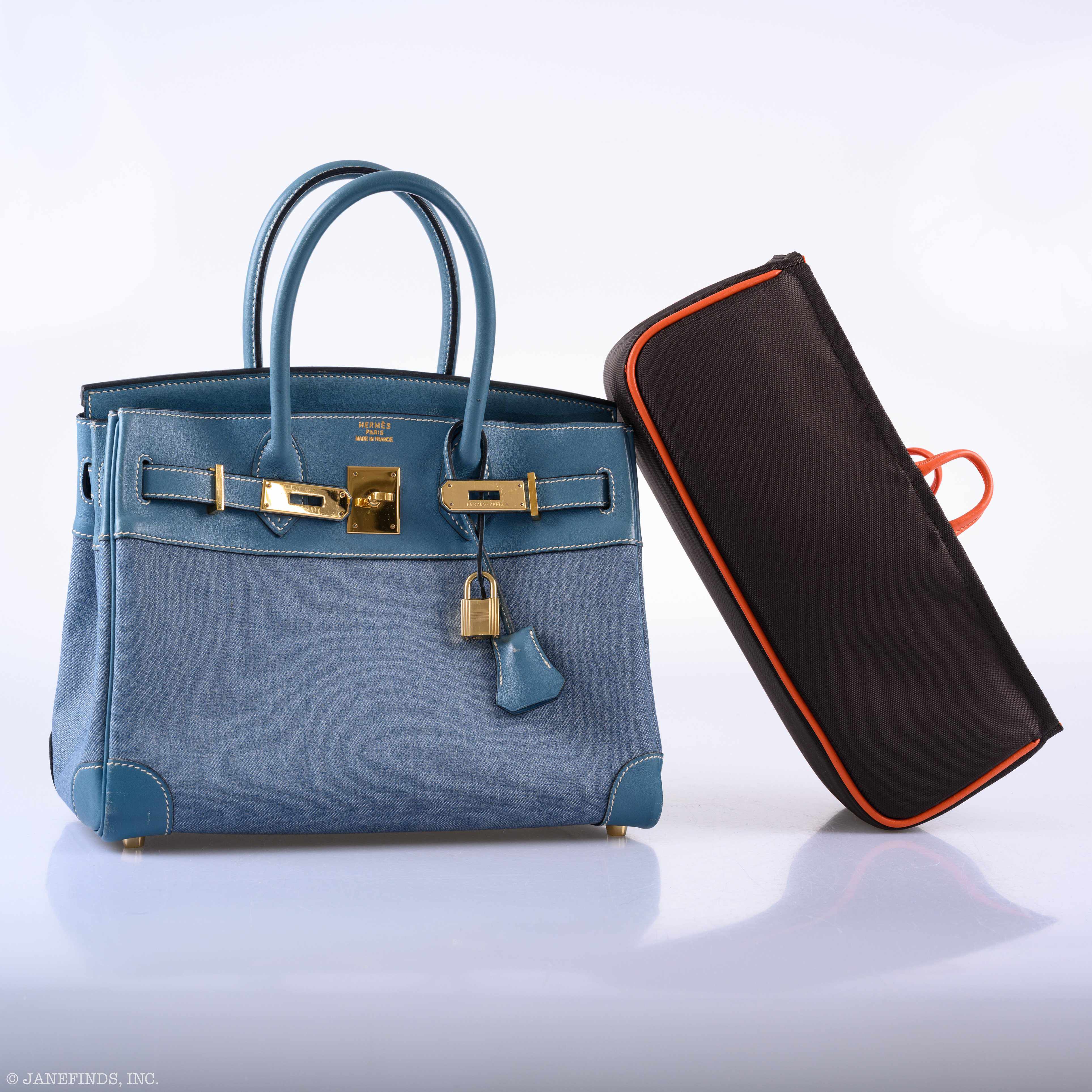 Hermès Birkin 30 Denim & Blue Jean Gulliver Leather Gold Hardware - 1999, C Square