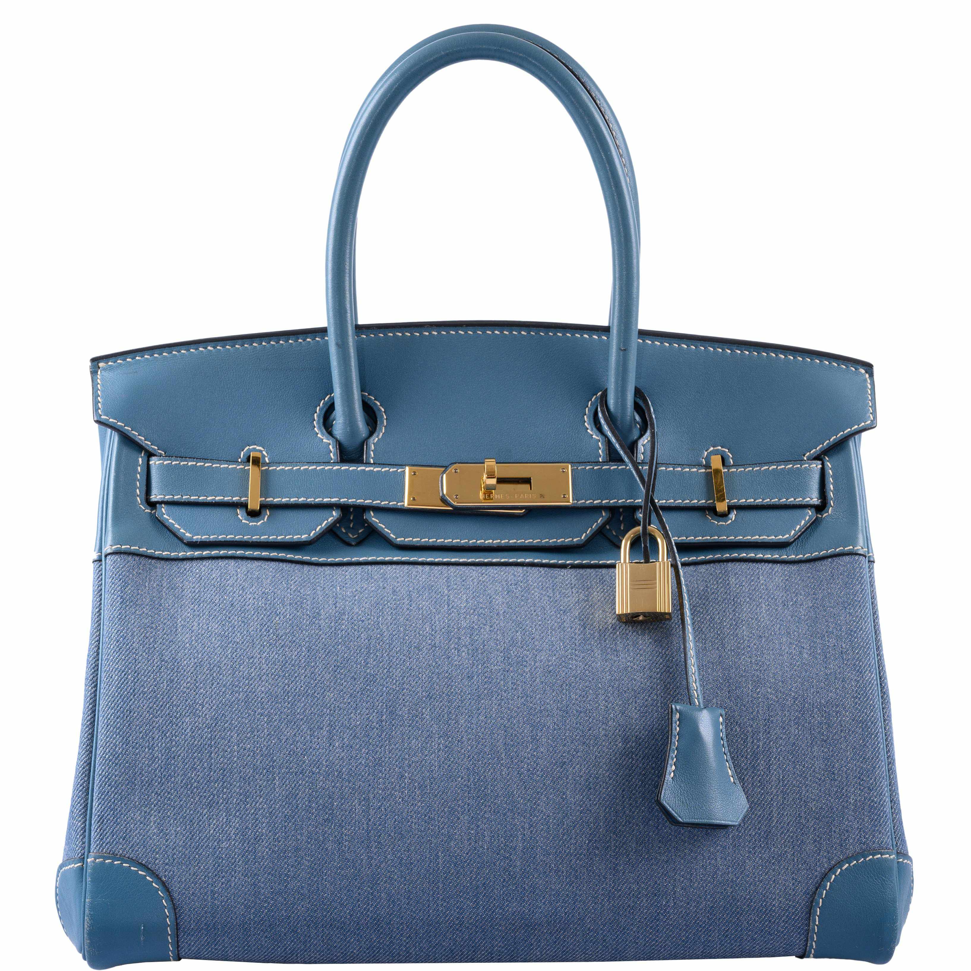 Hermès Birkin 30 Denim & Blue Jean Gulliver Leather Gold Hardware - 1999, C Square