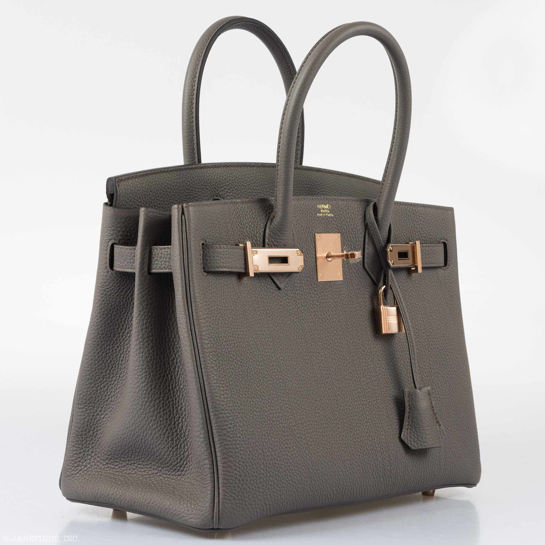 Hermès Birkin 30 Etain Tin Grey Togo Rose Gold Hardware