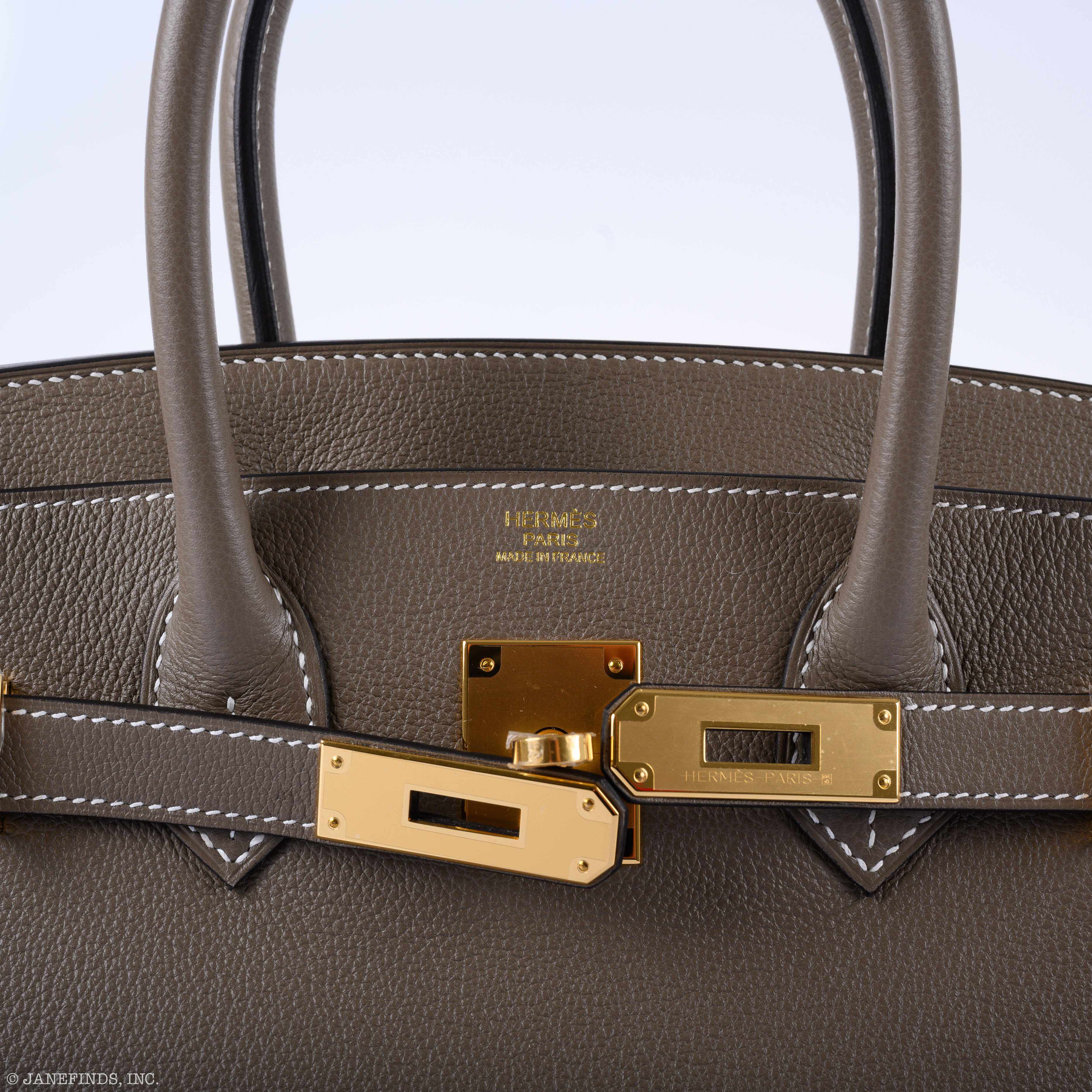 Hermès Birkin 30 Etoupe Taurillon Novillo Gold Hardware - 2019, D