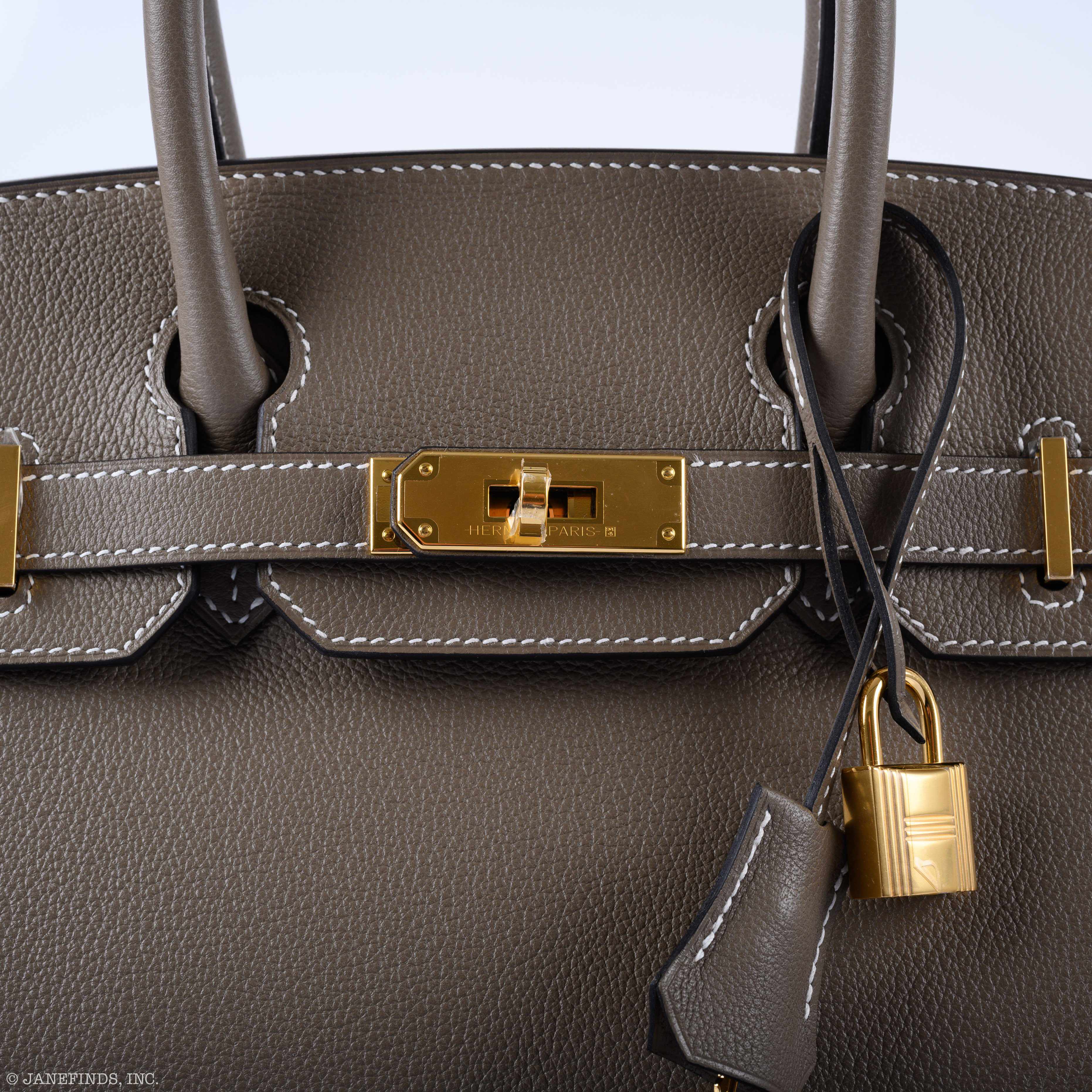 Hermès Birkin 30 Etoupe Taurillon Novillo Gold Hardware - 2019, D