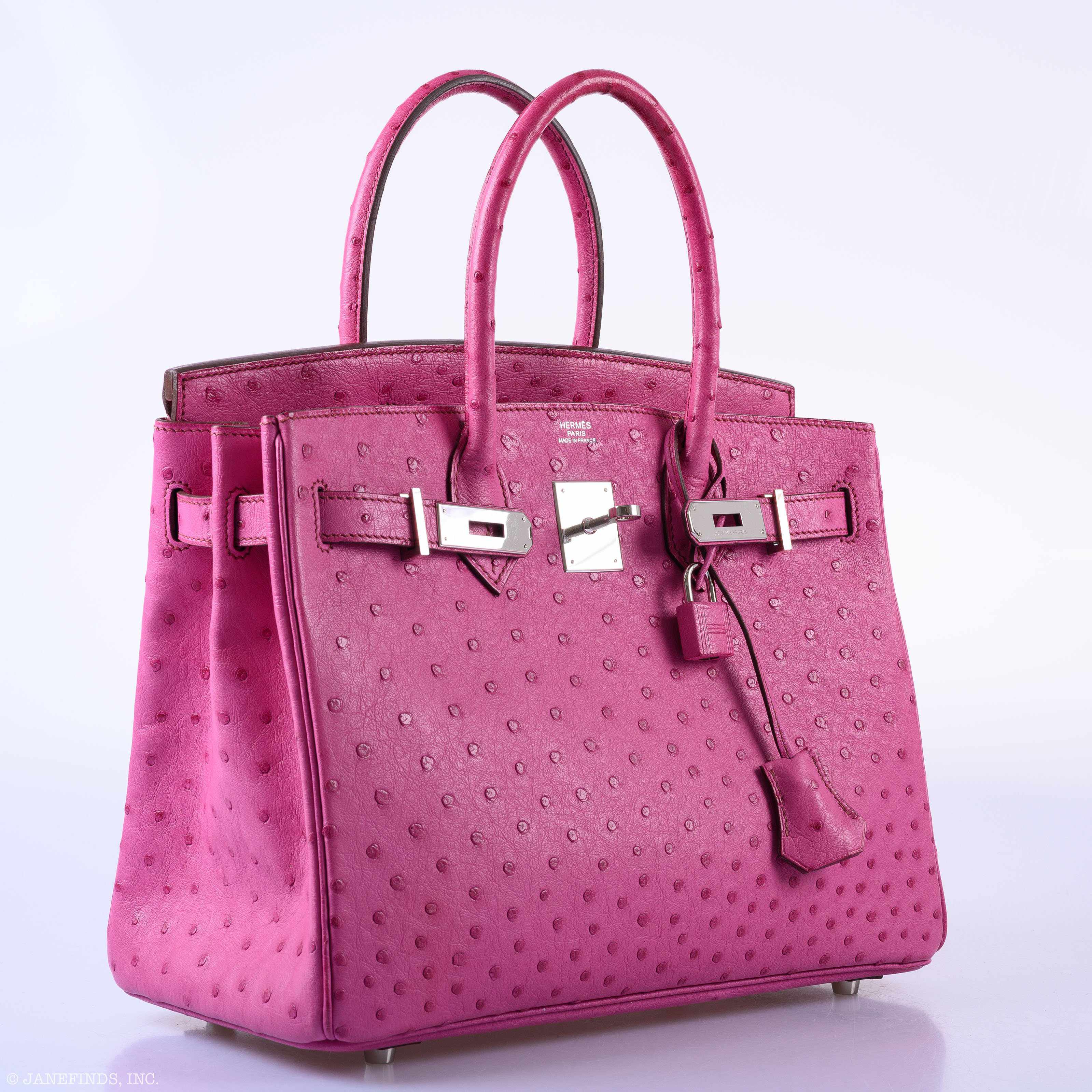 Hermès Birkin 30 Fuchsia Ostrich Palladium Hardware