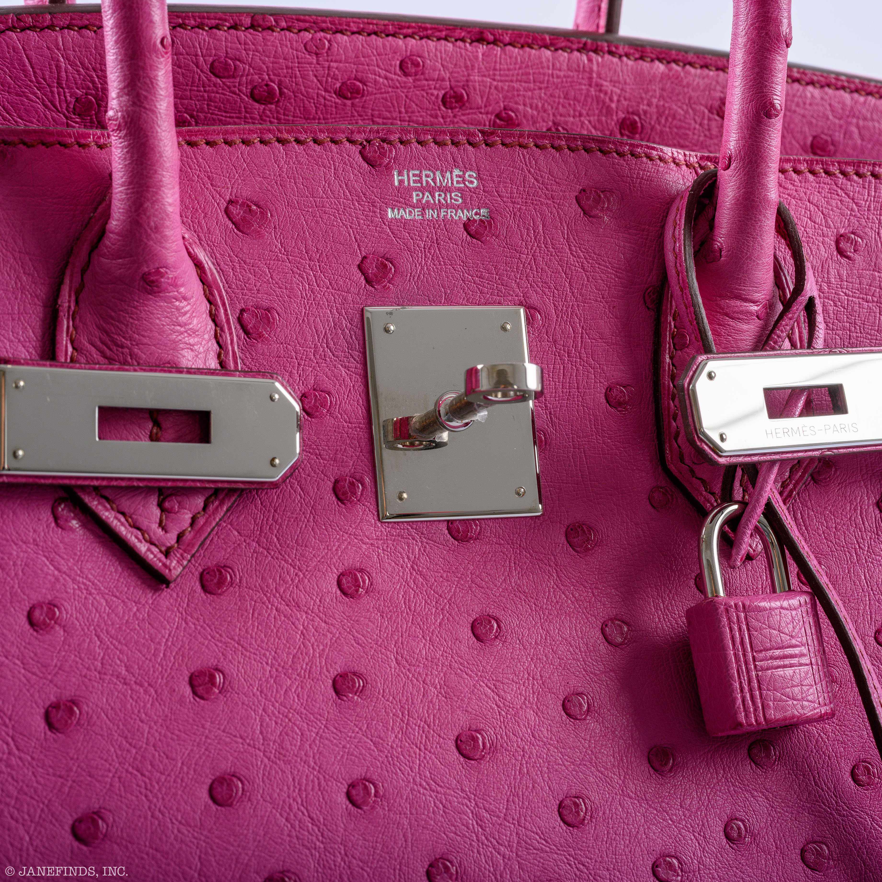 Hermès Birkin 30 Fuchsia Ostrich Palladium Hardware