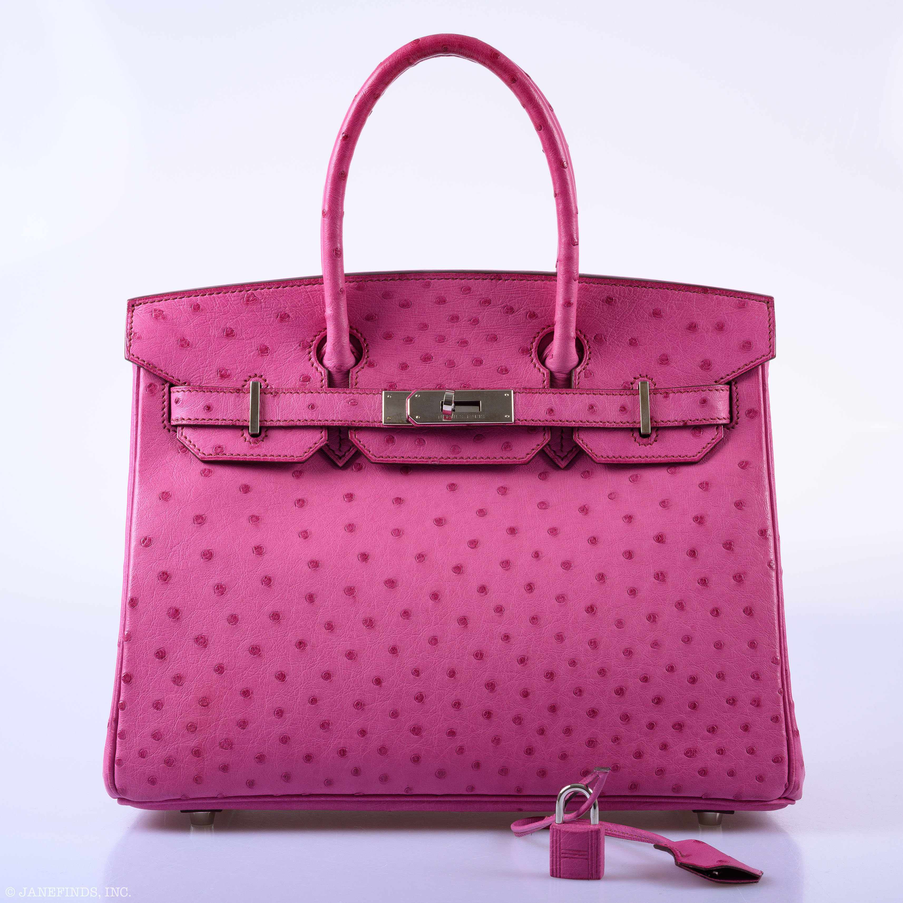 Hermès Birkin 30 Fuchsia Ostrich Palladium Hardware