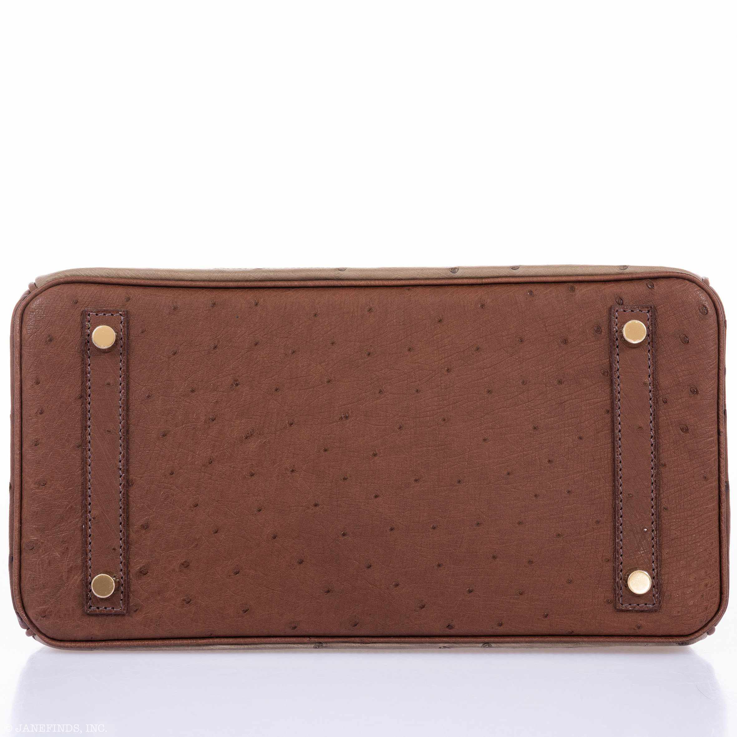 Hermès Birkin 30 Ghillies Marron Fonce, Etrusque, Mousse Ostrich Champagne Gold Hardware