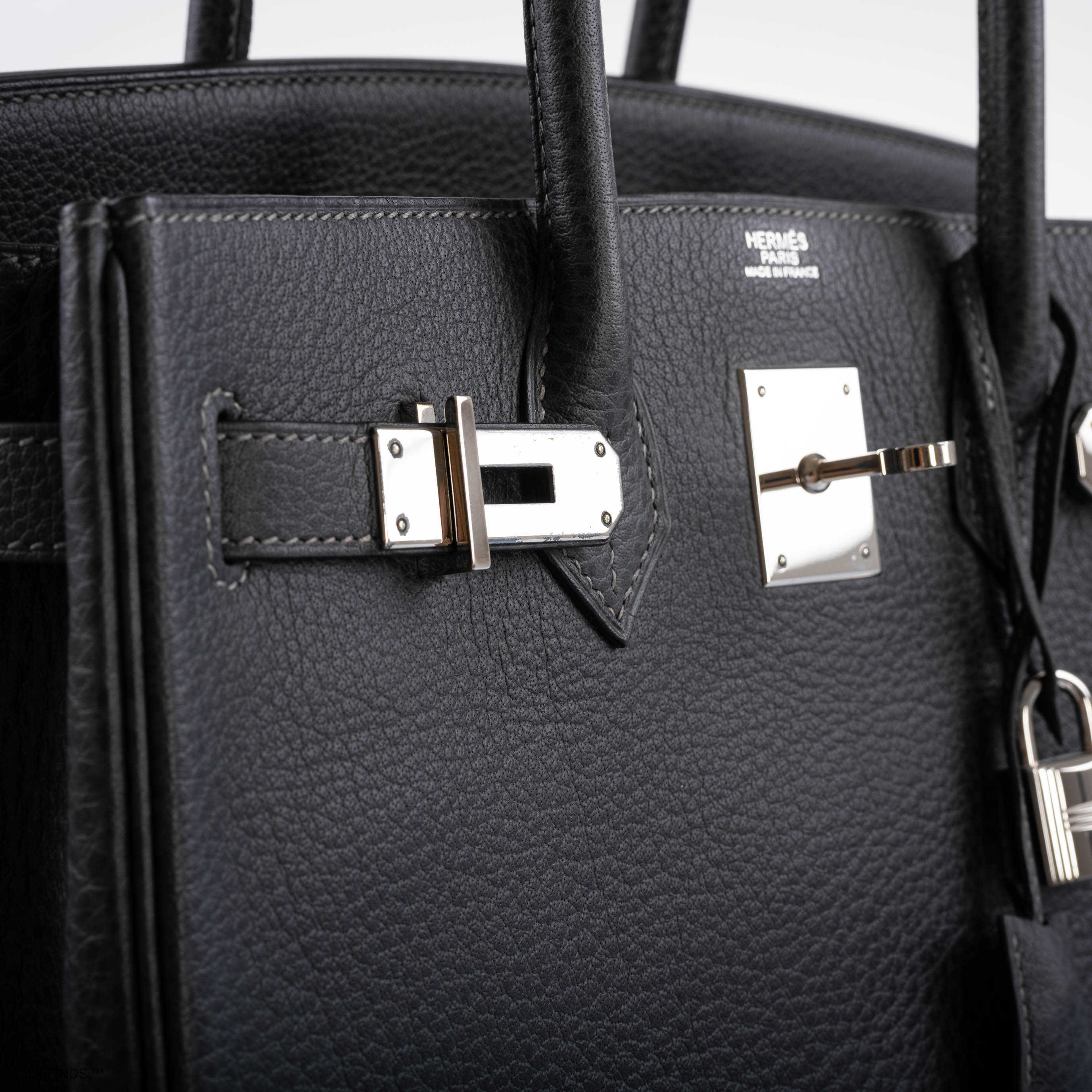 Hermès Birkin 30 Graphite Buffalo with Palladium Hardware - 2005, I Square