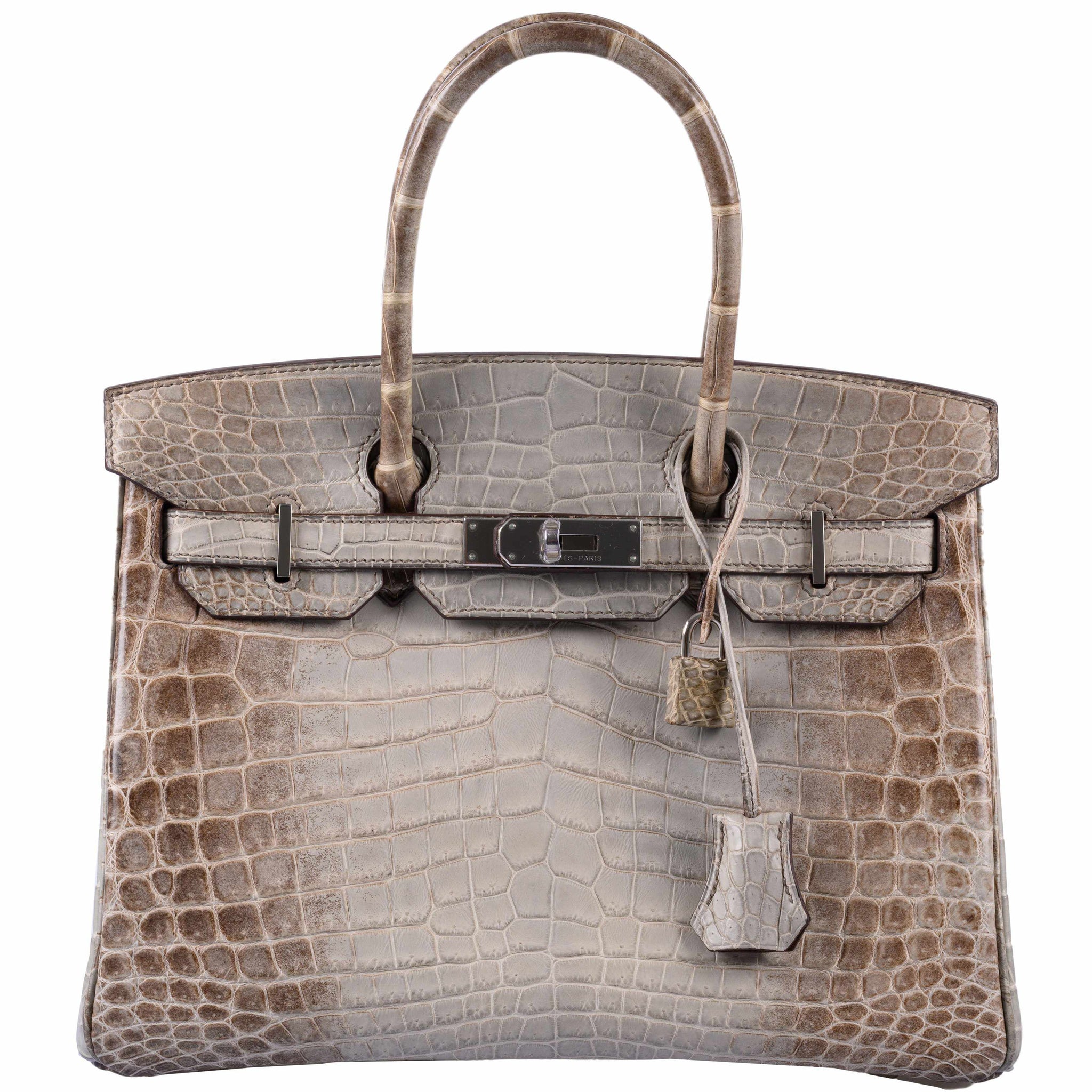 Replica Hermes Touch Birkin 30 Bag In Gris Asphalt Clemence and Shiny  Niloticus Crocodile Skin