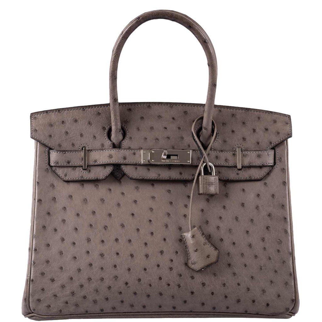 Hermes Birkin Bag 30cm Gris Tourterelle Ostrich Palladium Hardware