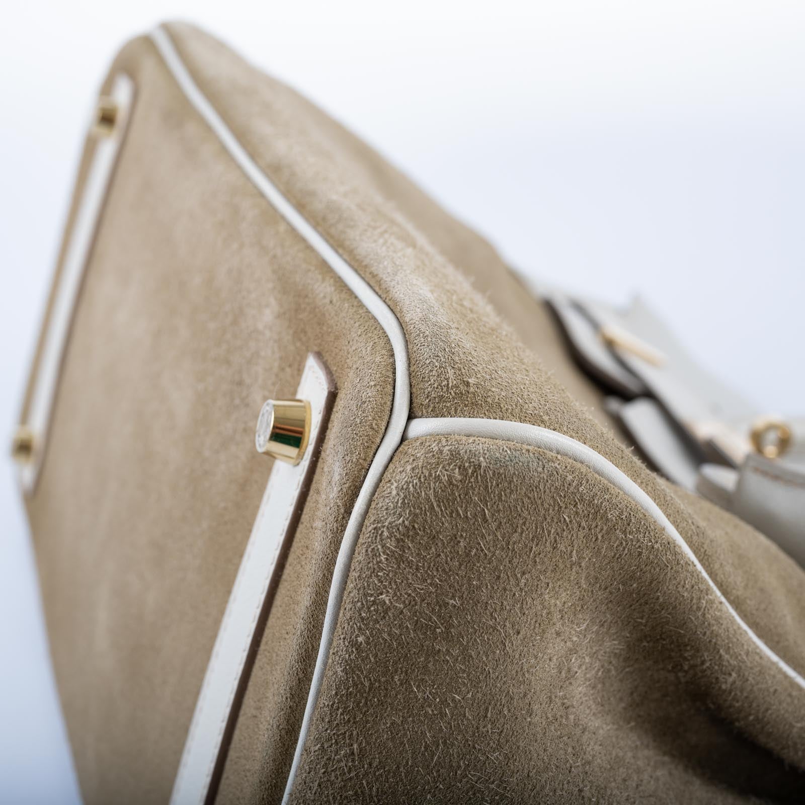 Hermès Birkin 30 Grizzly Gris Perle Swift & Veau Doblis Suede Permabrass Hardware