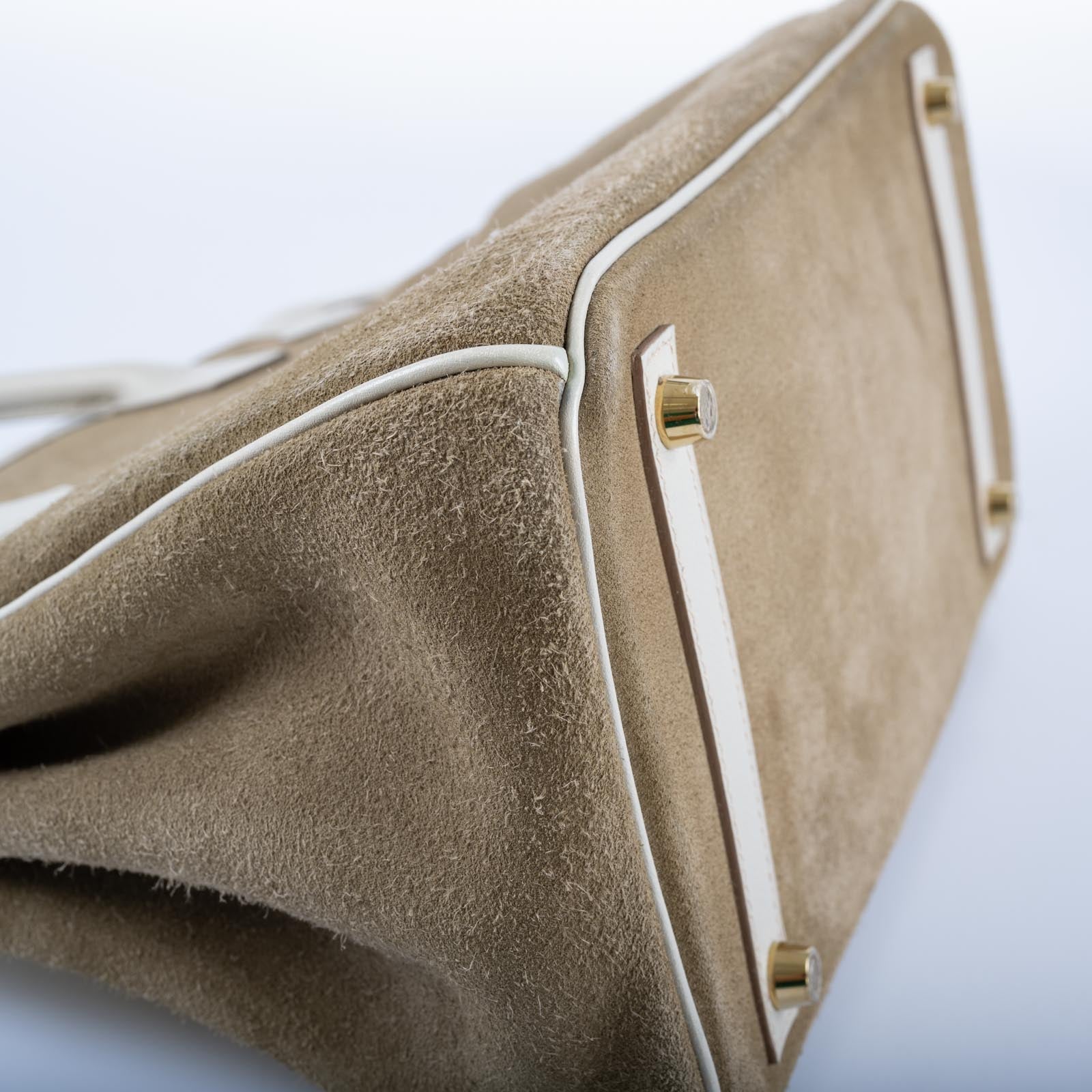 Hermès Birkin 30 Grizzly Gris Perle Swift & Veau Doblis Suede Permabrass Hardware