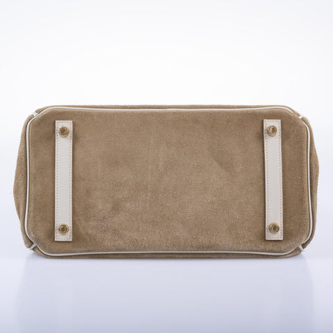 Hermès Birkin 30 Grizzly Gris Perle Swift & Veau Doblis Suede Permabrass Hardware
