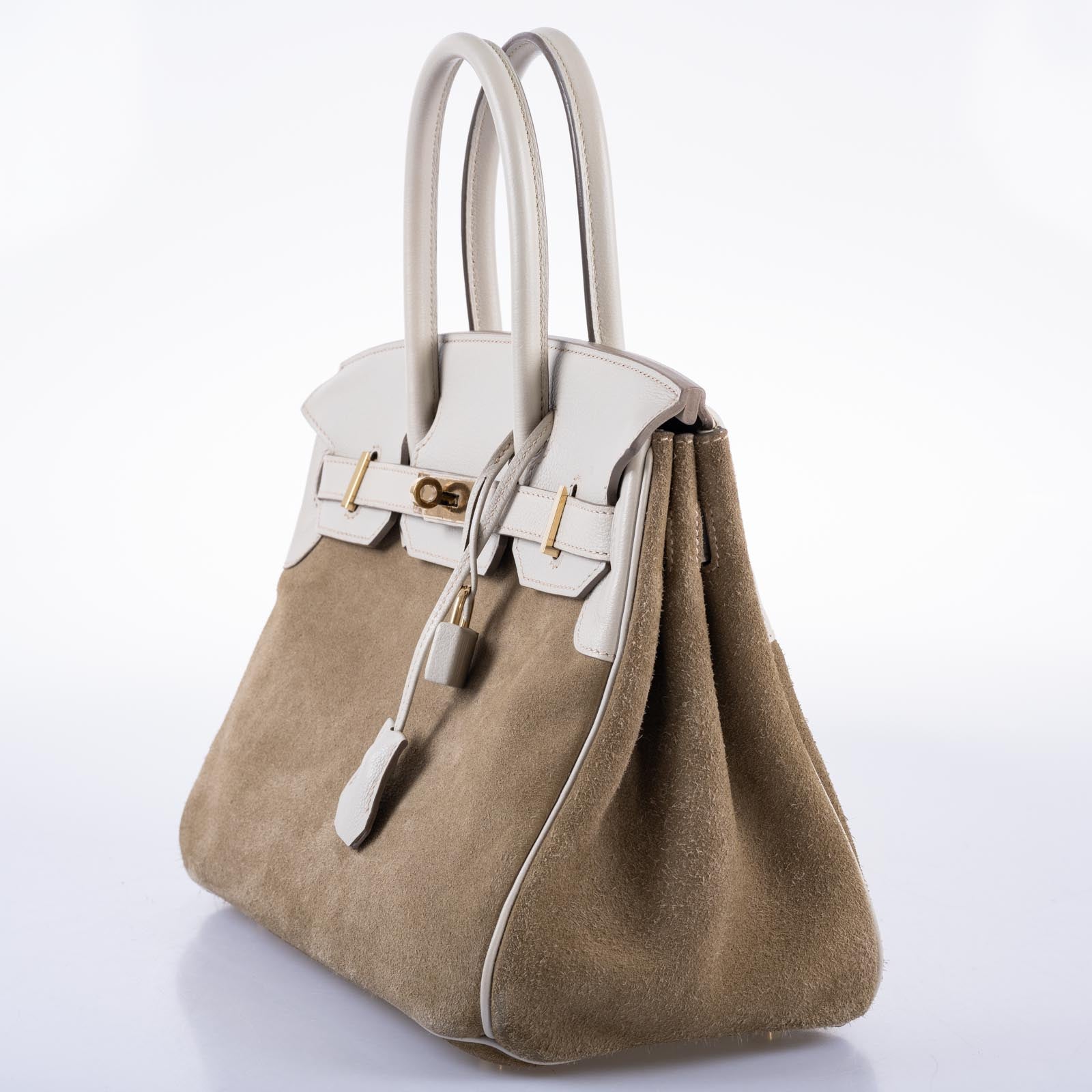 Hermès Birkin 30 Grizzly Gris Perle Swift & Veau Doblis Suede Permabrass Hardware