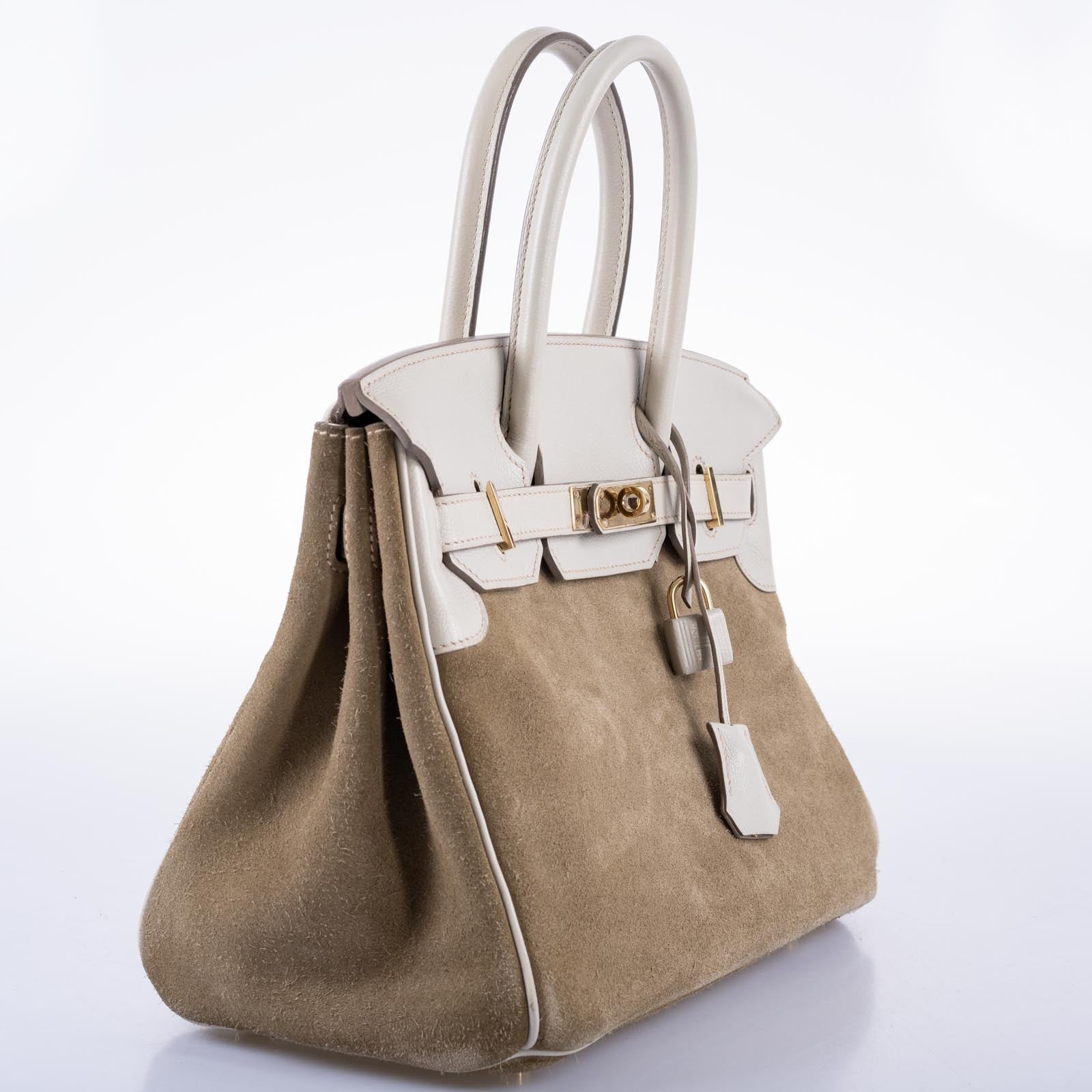 Hermès Birkin 30 Grizzly Gris Perle Swift & Veau Doblis Suede Permabrass Hardware
