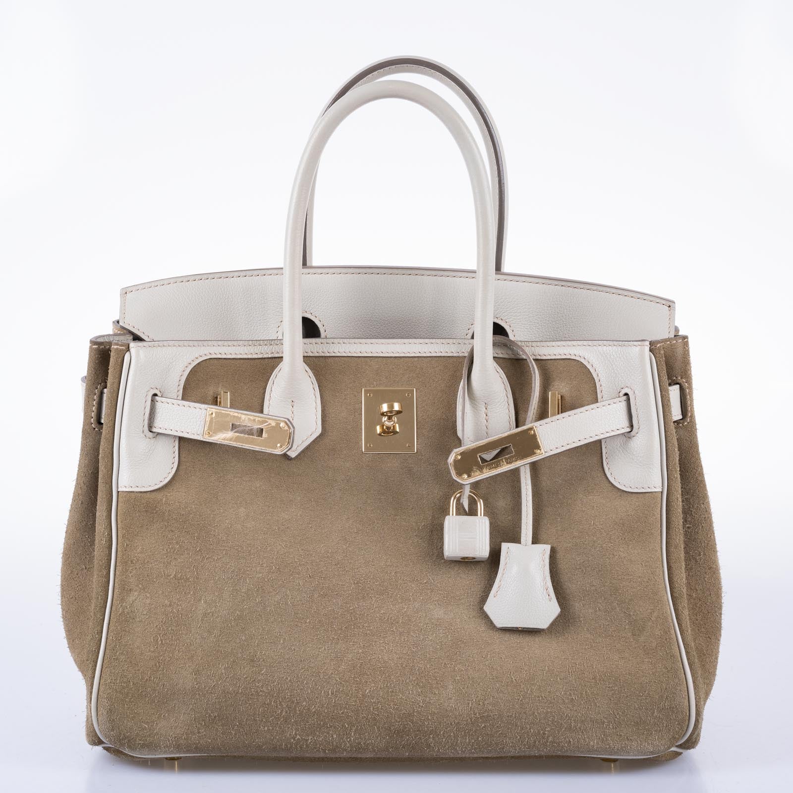 Hermès Birkin 30 Grizzly Gris Perle Swift & Veau Doblis Suede Permabrass Hardware