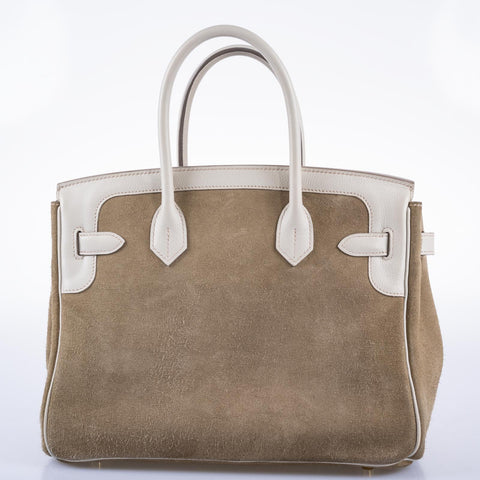 Hermès Birkin 30 Grizzly Gris Perle Swift & Veau Doblis Suede Permabrass Hardware