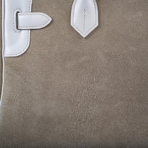 Hermès Birkin 30 Grizzly Gris Perle Swift & Veau Doblis Suede Permabrass Hardware