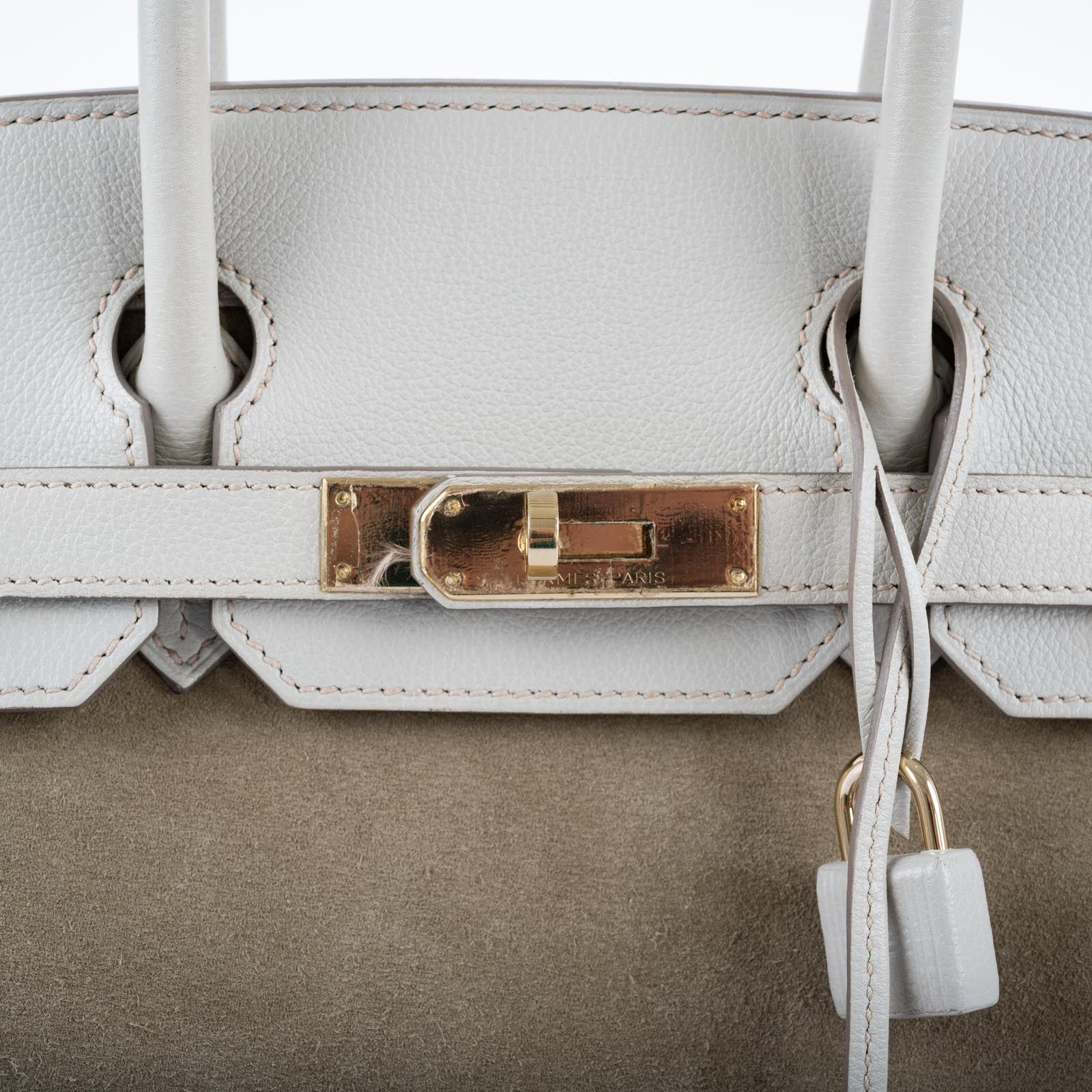 Hermès Birkin 30 Grizzly Gris Perle Swift & Veau Doblis Suede Permabrass Hardware