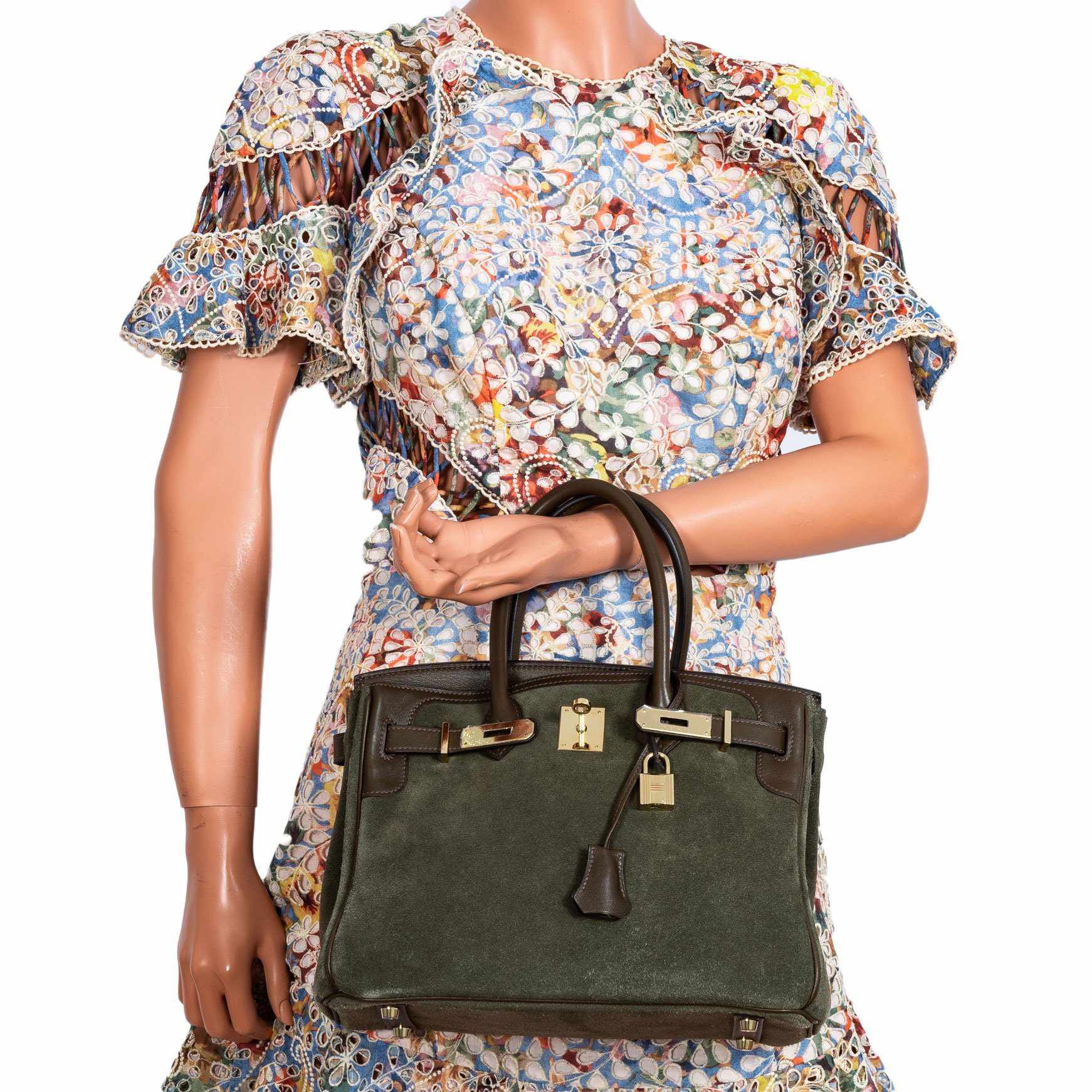 Hermès Birkin 30 Grizzly Vert de Gris Suede & Veau Swift Permabrass Hardware - Special Edition