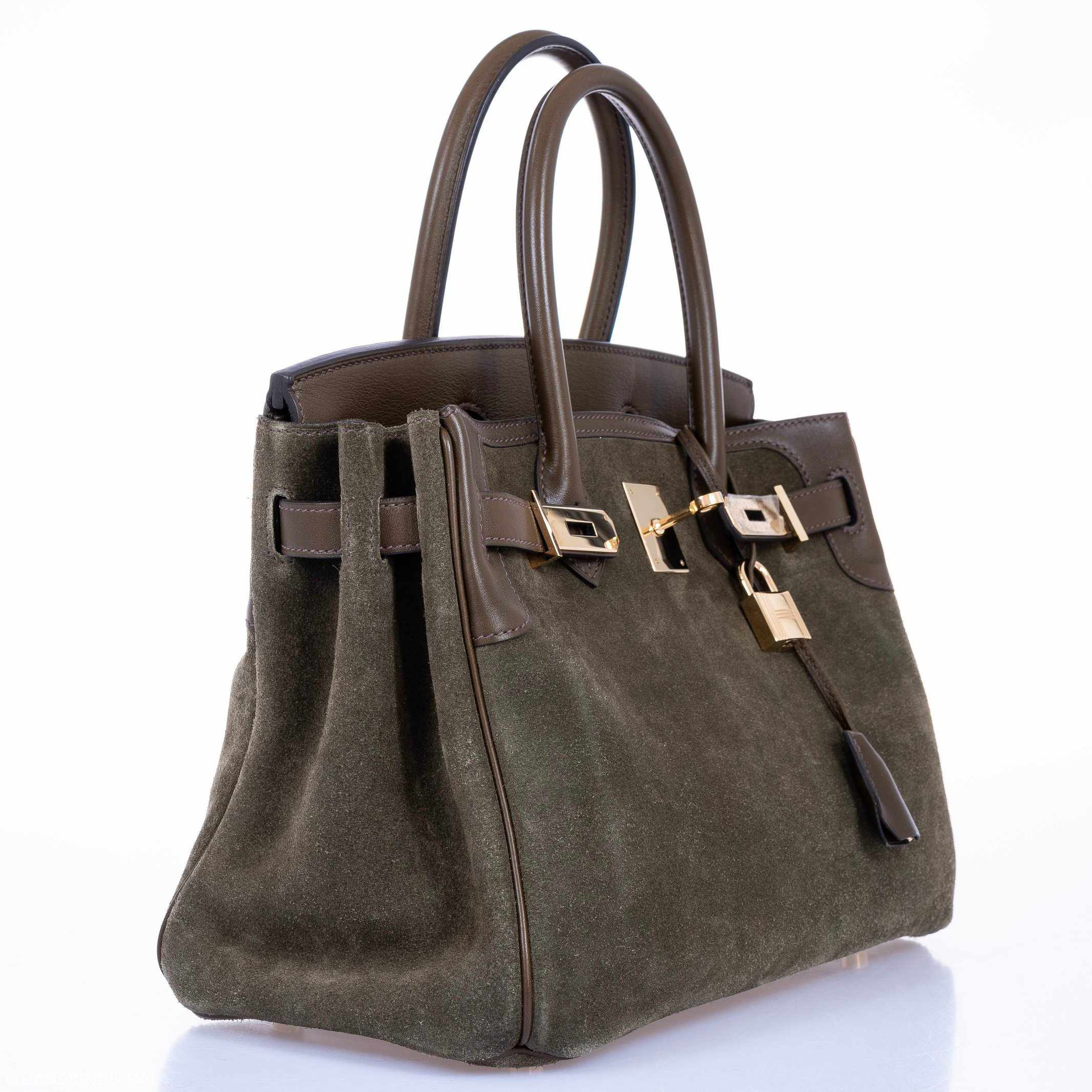 Hermès Birkin 30 Grizzly Vert de Gris Suede & Veau Swift Permabrass Hardware - Special Edition