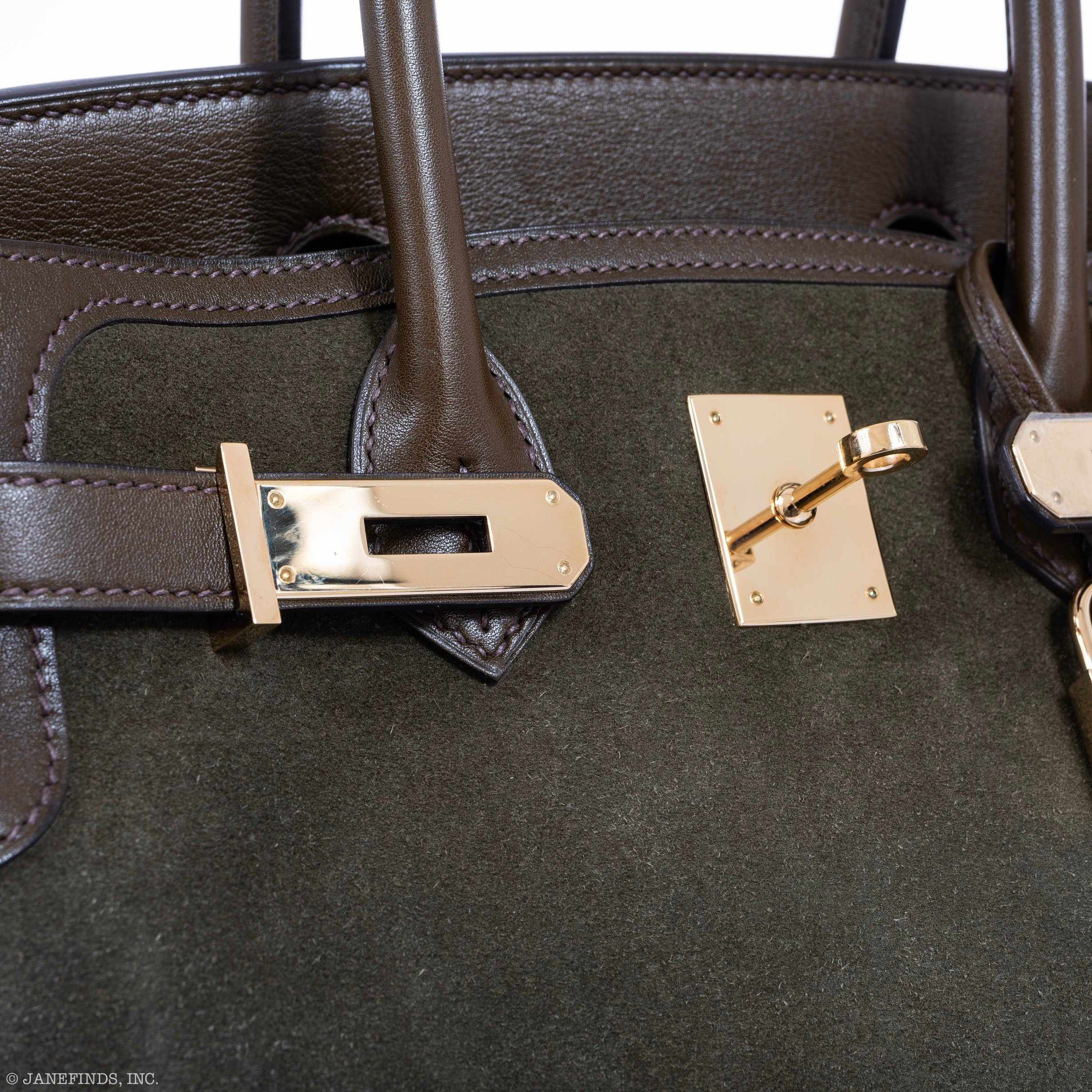 Hermès Birkin 30 Grizzly Vert de Gris Suede & Veau Swift Permabrass Hardware - Special Edition